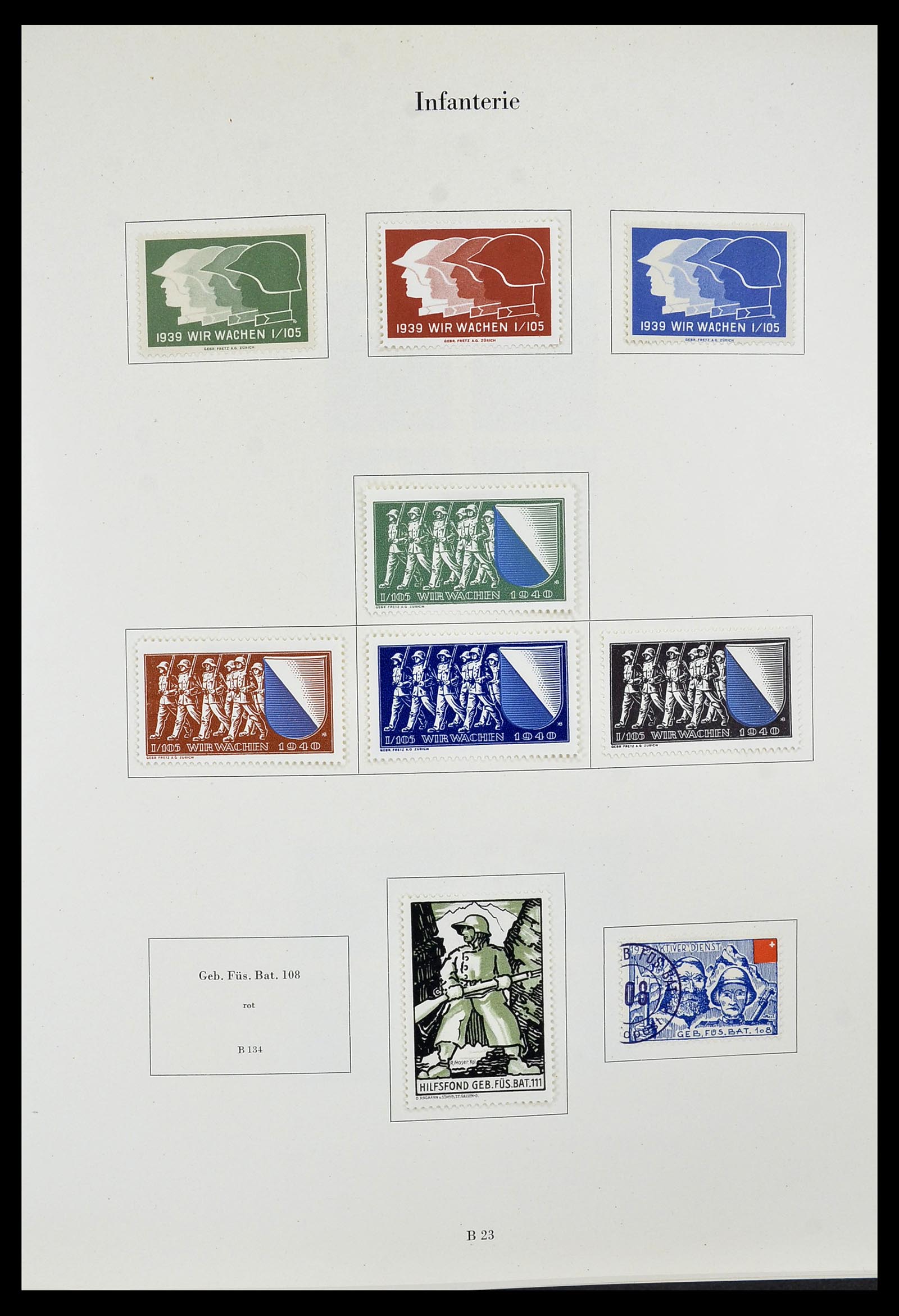 34234 037 - Postzegelverzameling 34234 Zwitserland soldatenzegels 1939-1945.
