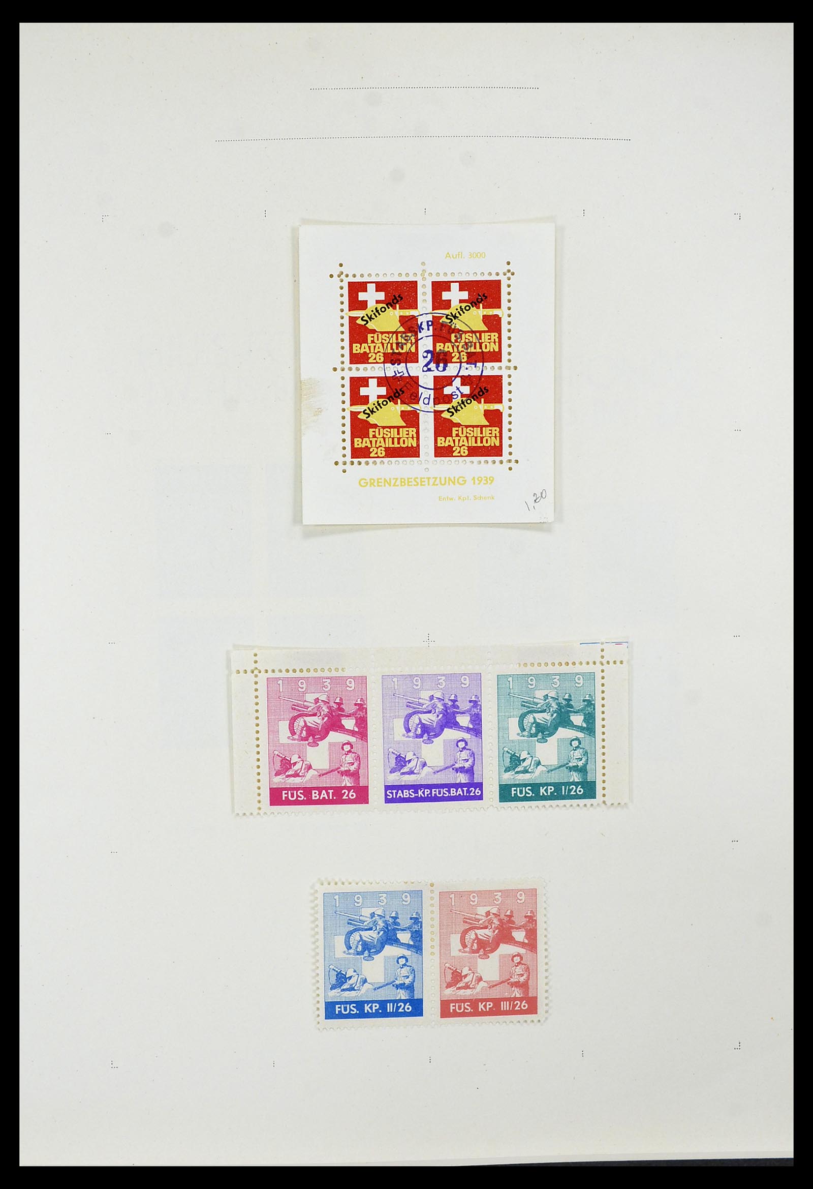 34234 041 - Postzegelverzameling 34234 Zwitserland soldatenzegels 1939-1945.