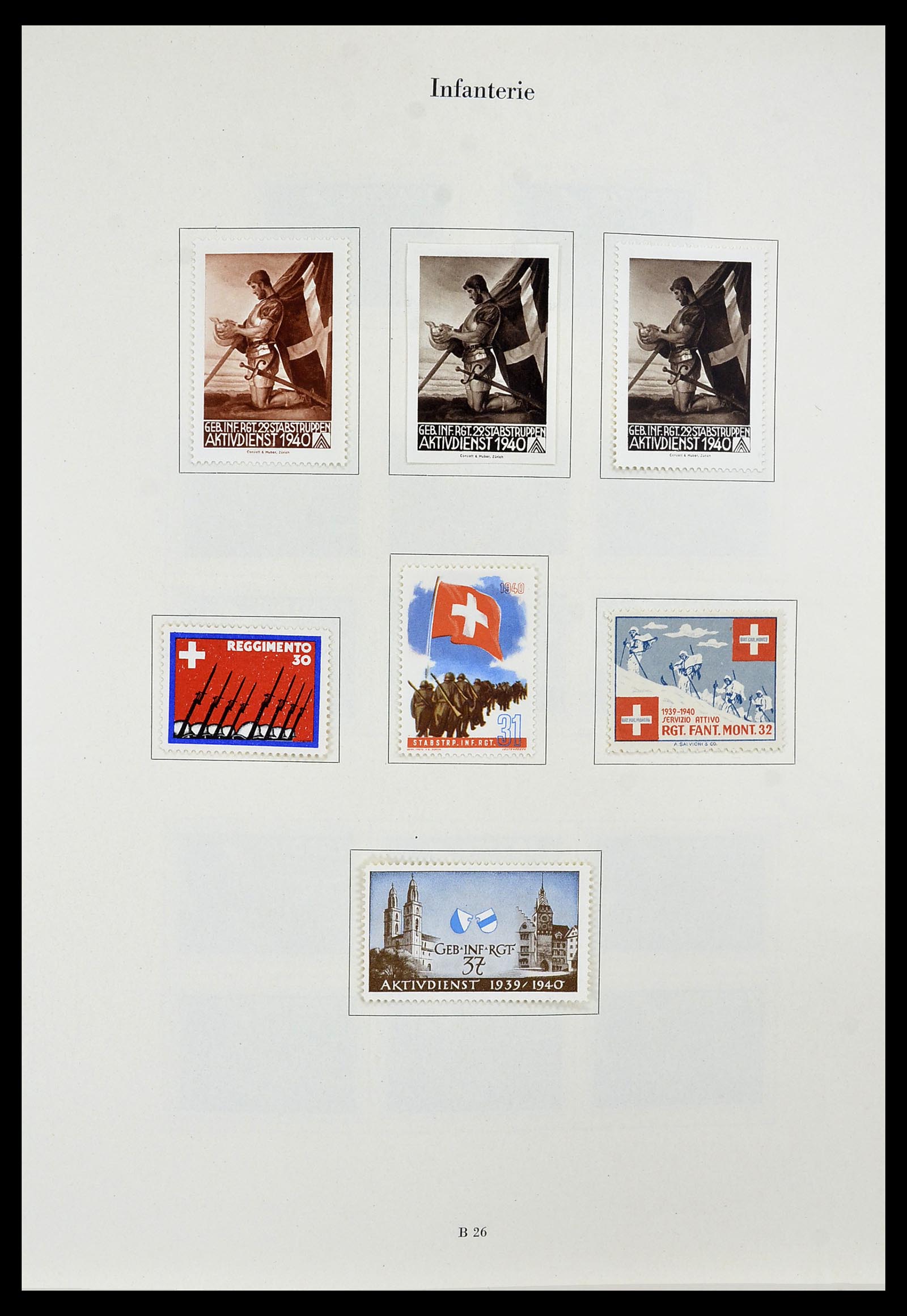 34234 053 - Postzegelverzameling 34234 Zwitserland soldatenzegels 1939-1945.