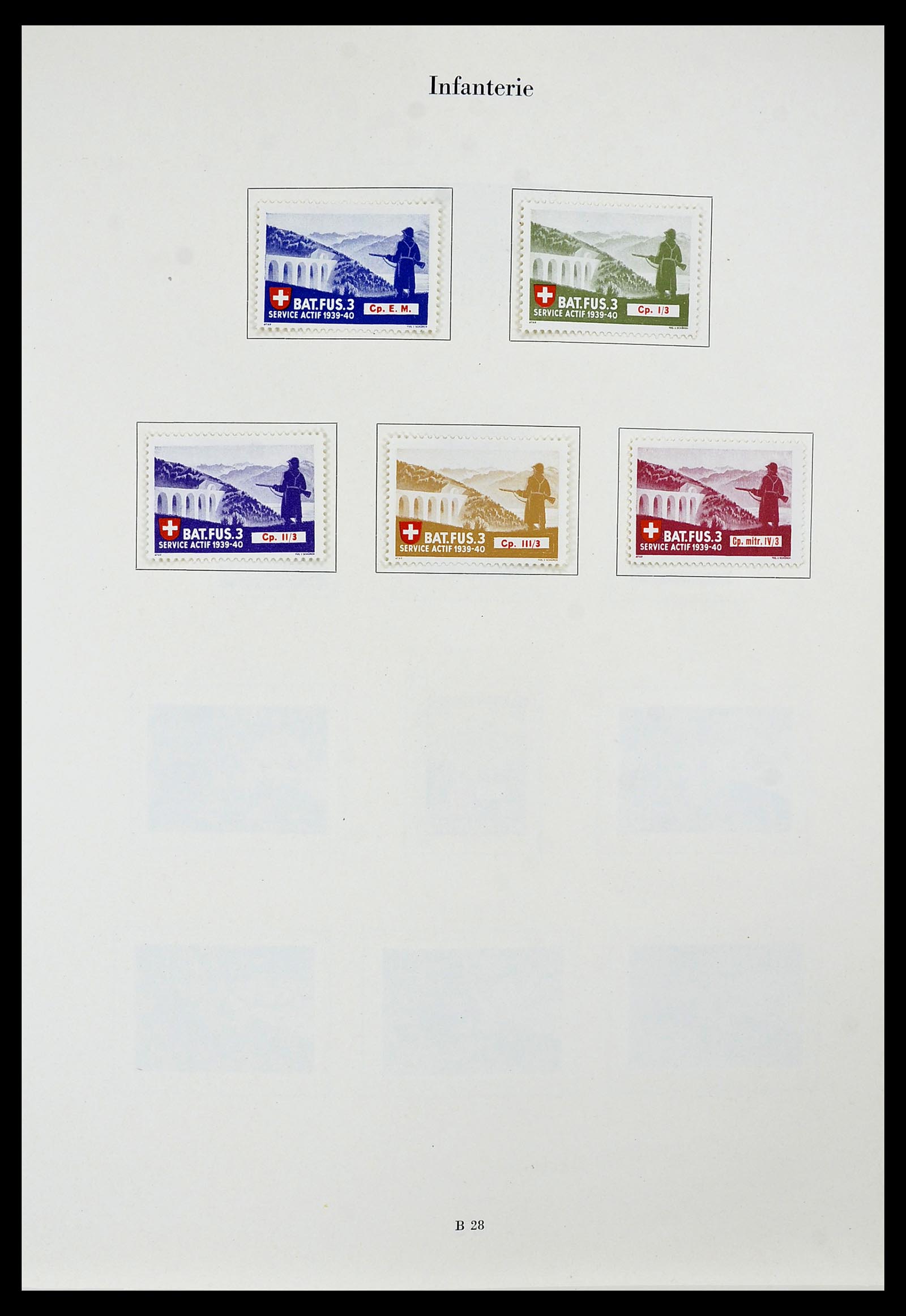 34234 055 - Postzegelverzameling 34234 Zwitserland soldatenzegels 1939-1945.