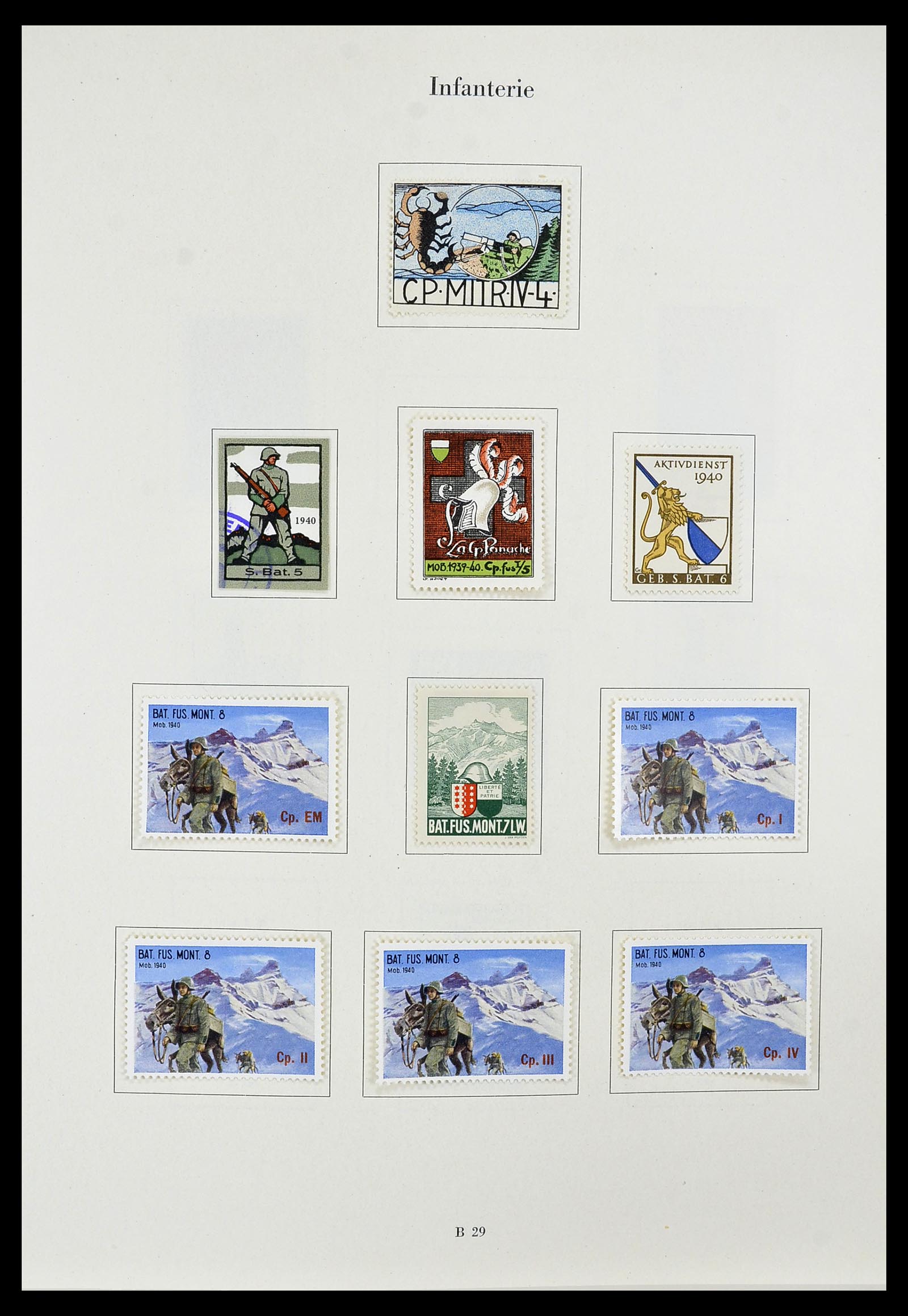 34234 056 - Postzegelverzameling 34234 Zwitserland soldatenzegels 1939-1945.