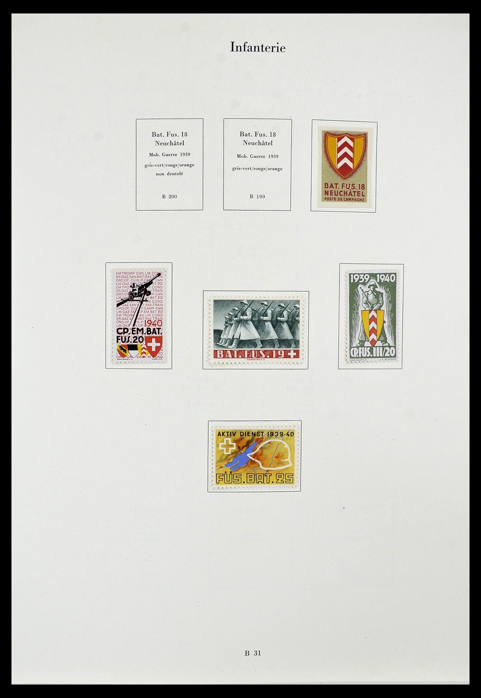 34234 058 - Postzegelverzameling 34234 Zwitserland soldatenzegels 1939-1945.