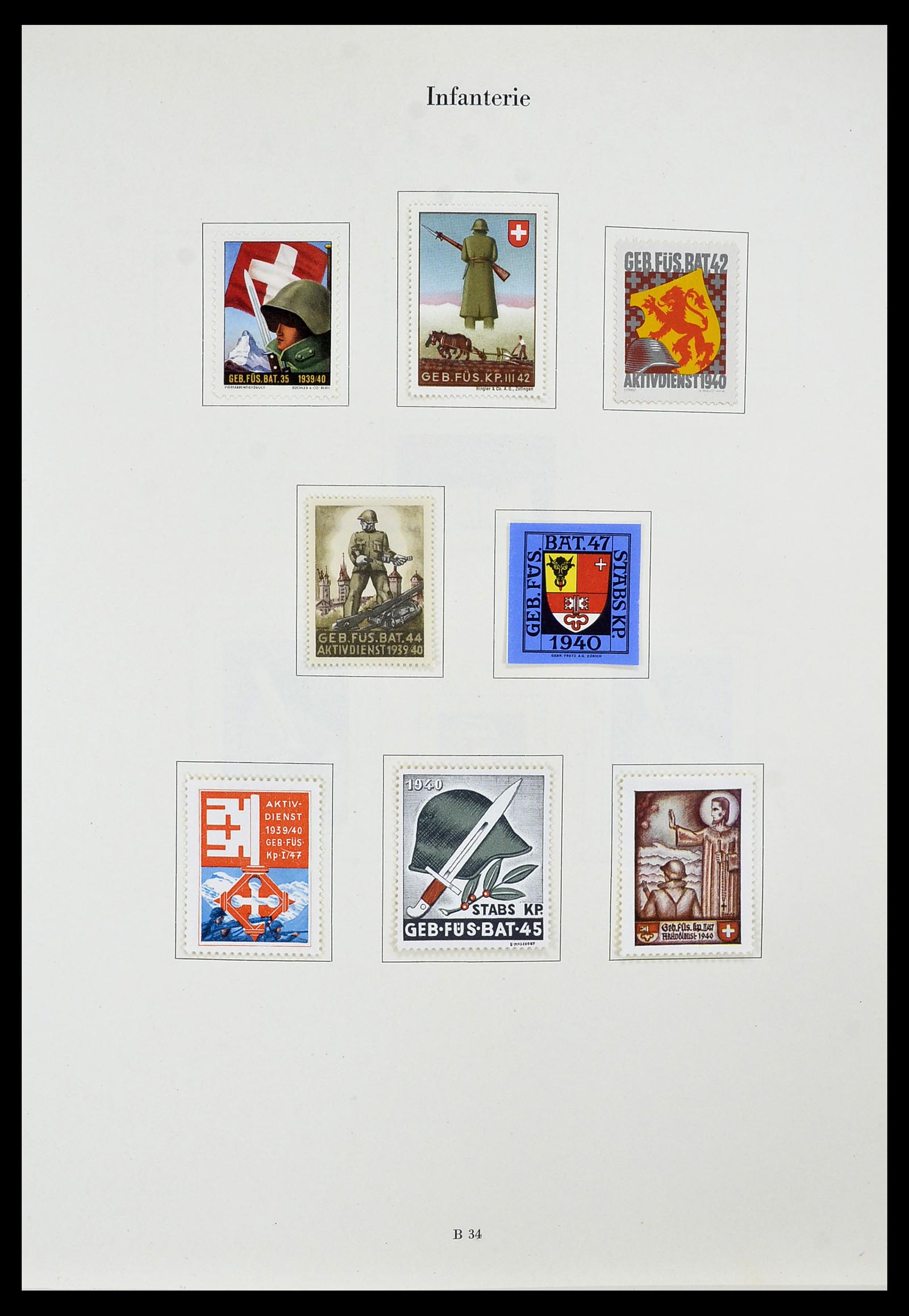 34234 059 - Postzegelverzameling 34234 Zwitserland soldatenzegels 1939-1945.