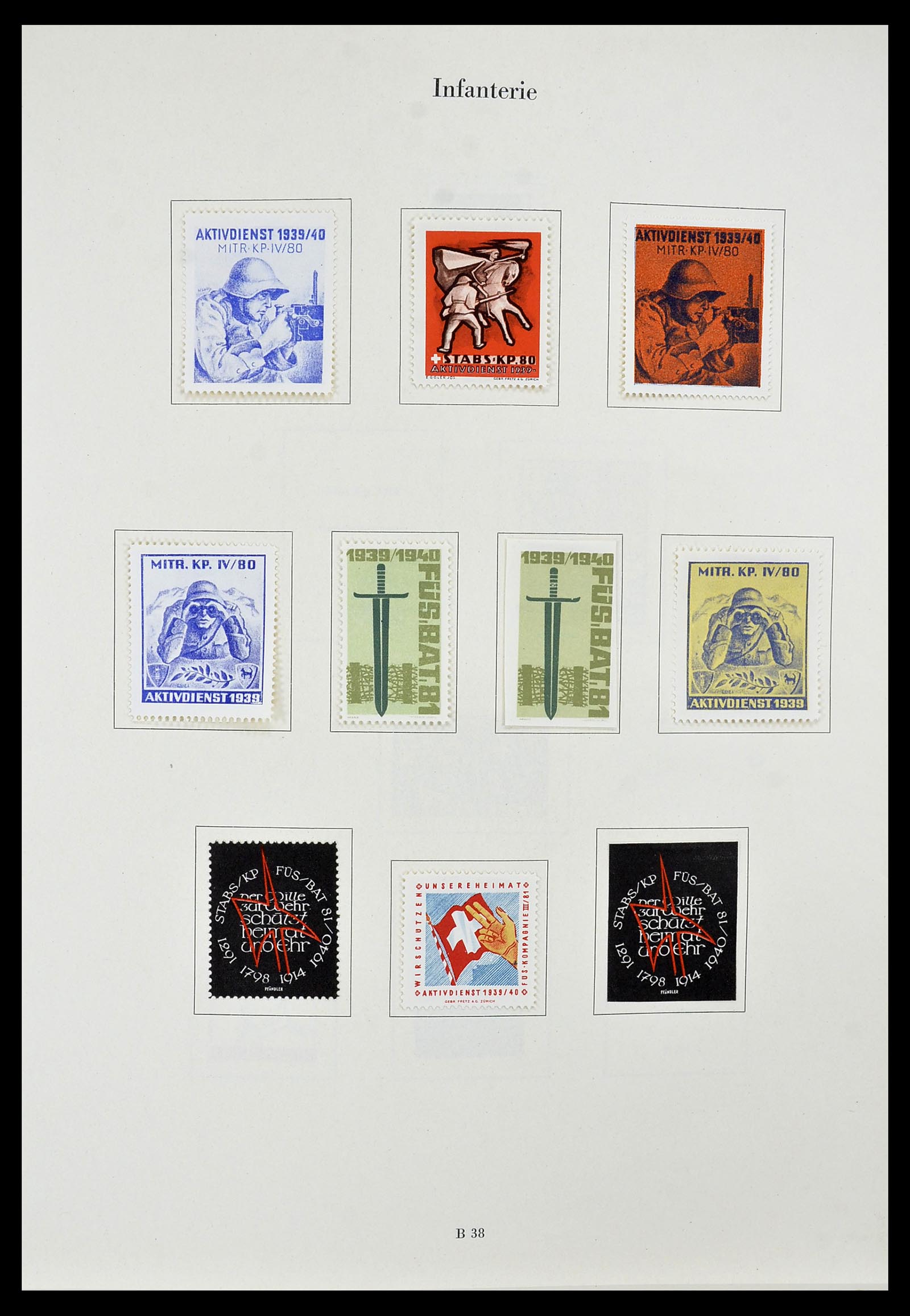 34234 063 - Postzegelverzameling 34234 Zwitserland soldatenzegels 1939-1945.