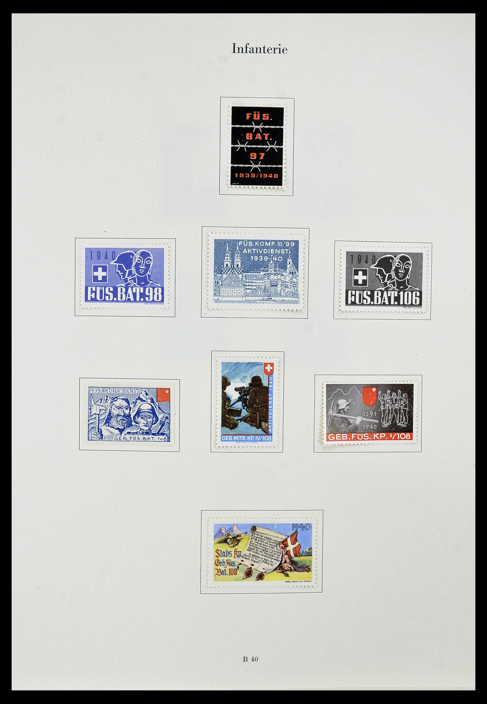 34234 065 - Postzegelverzameling 34234 Zwitserland soldatenzegels 1939-1945.