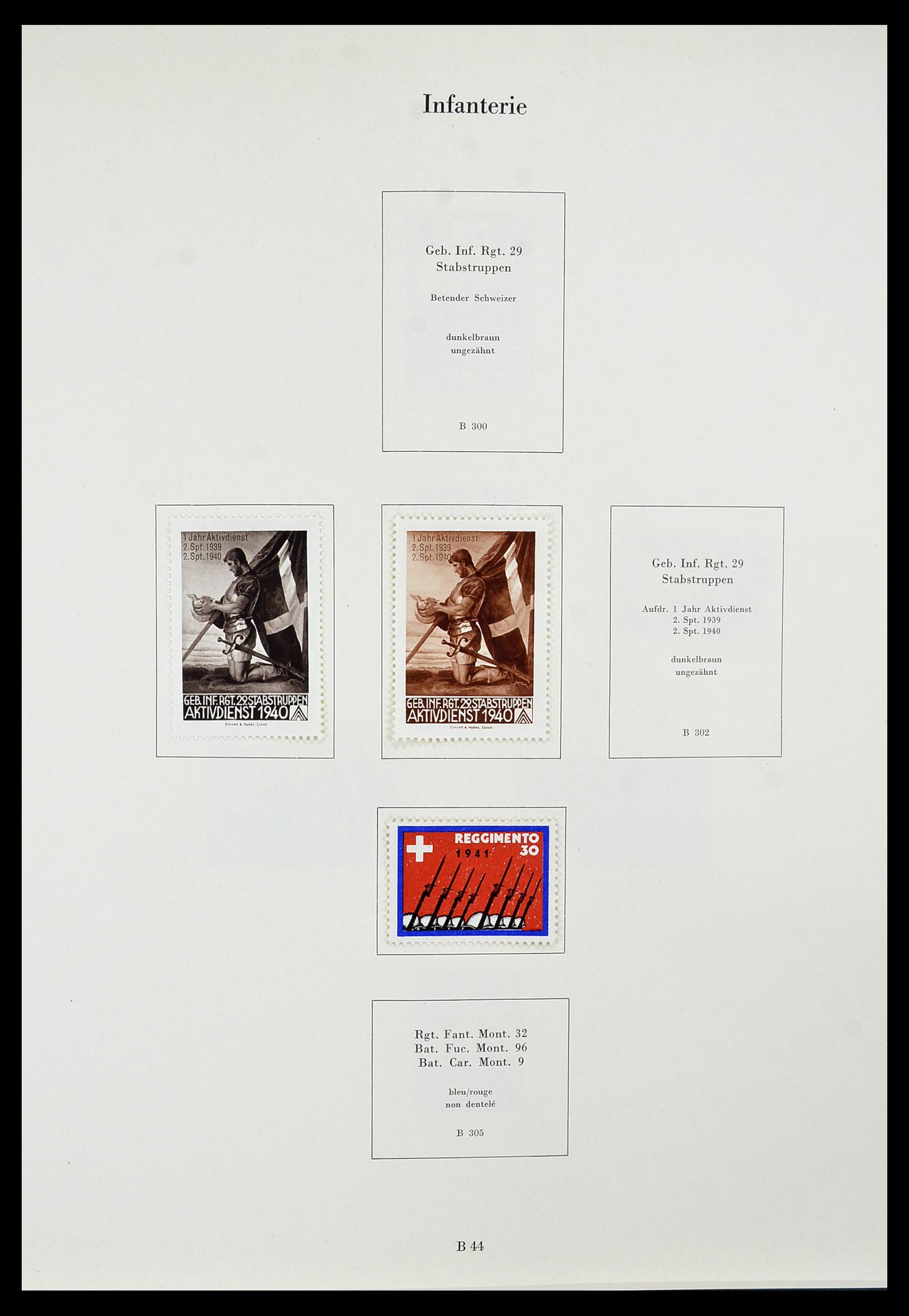 34234 069 - Postzegelverzameling 34234 Zwitserland soldatenzegels 1939-1945.