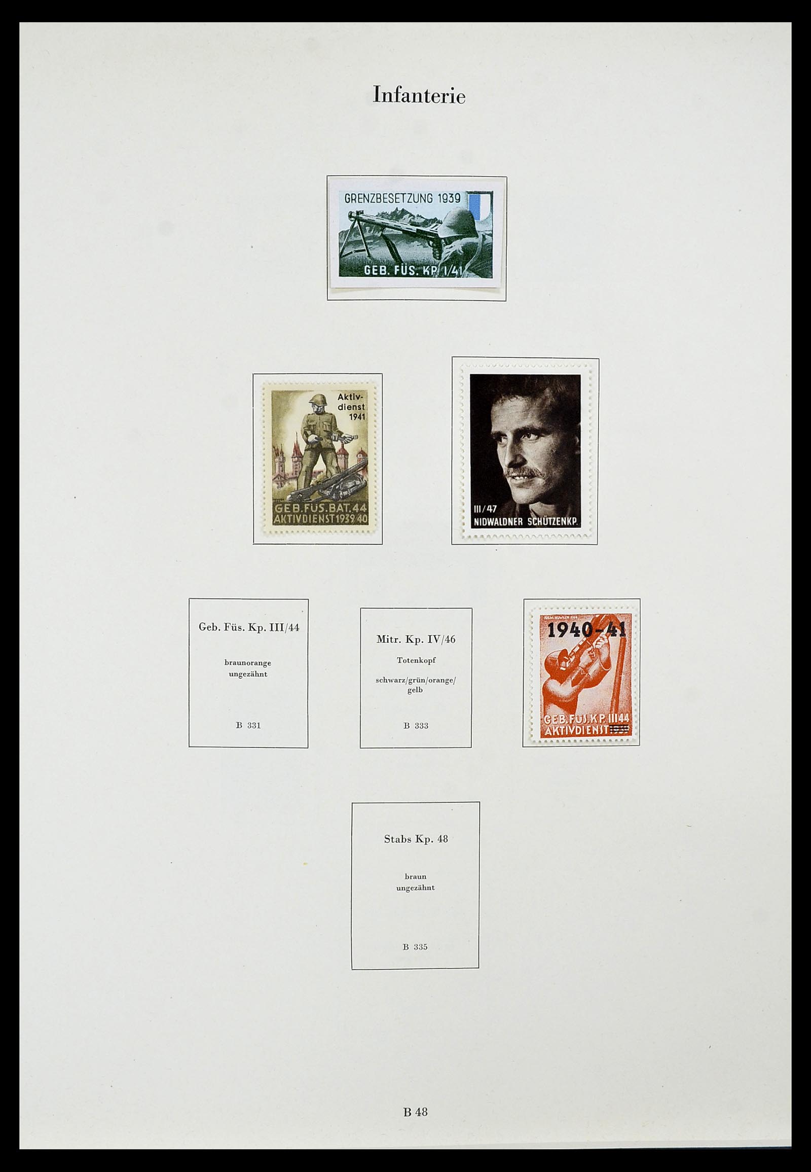 34234 073 - Postzegelverzameling 34234 Zwitserland soldatenzegels 1939-1945.