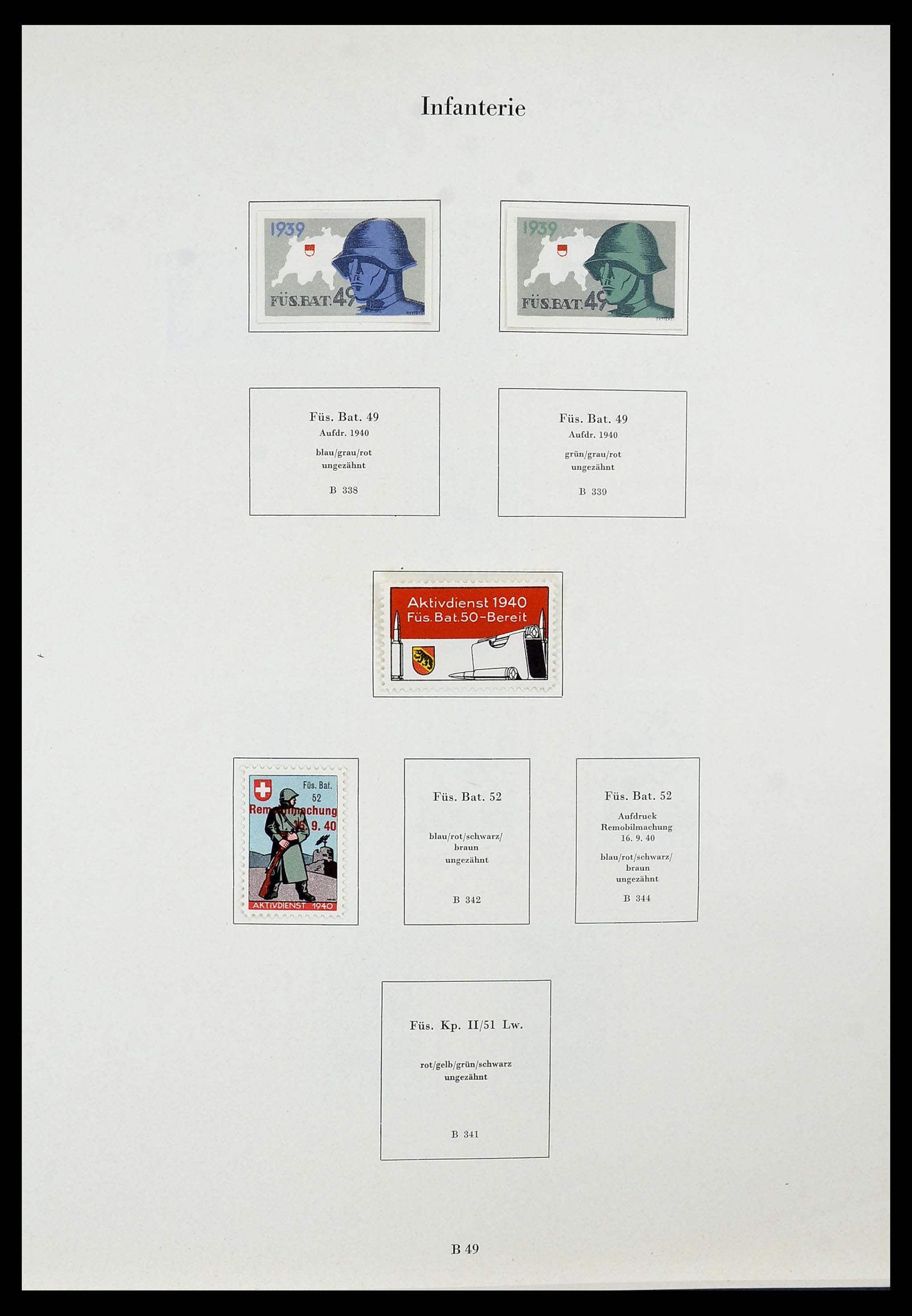 34234 074 - Postzegelverzameling 34234 Zwitserland soldatenzegels 1939-1945.