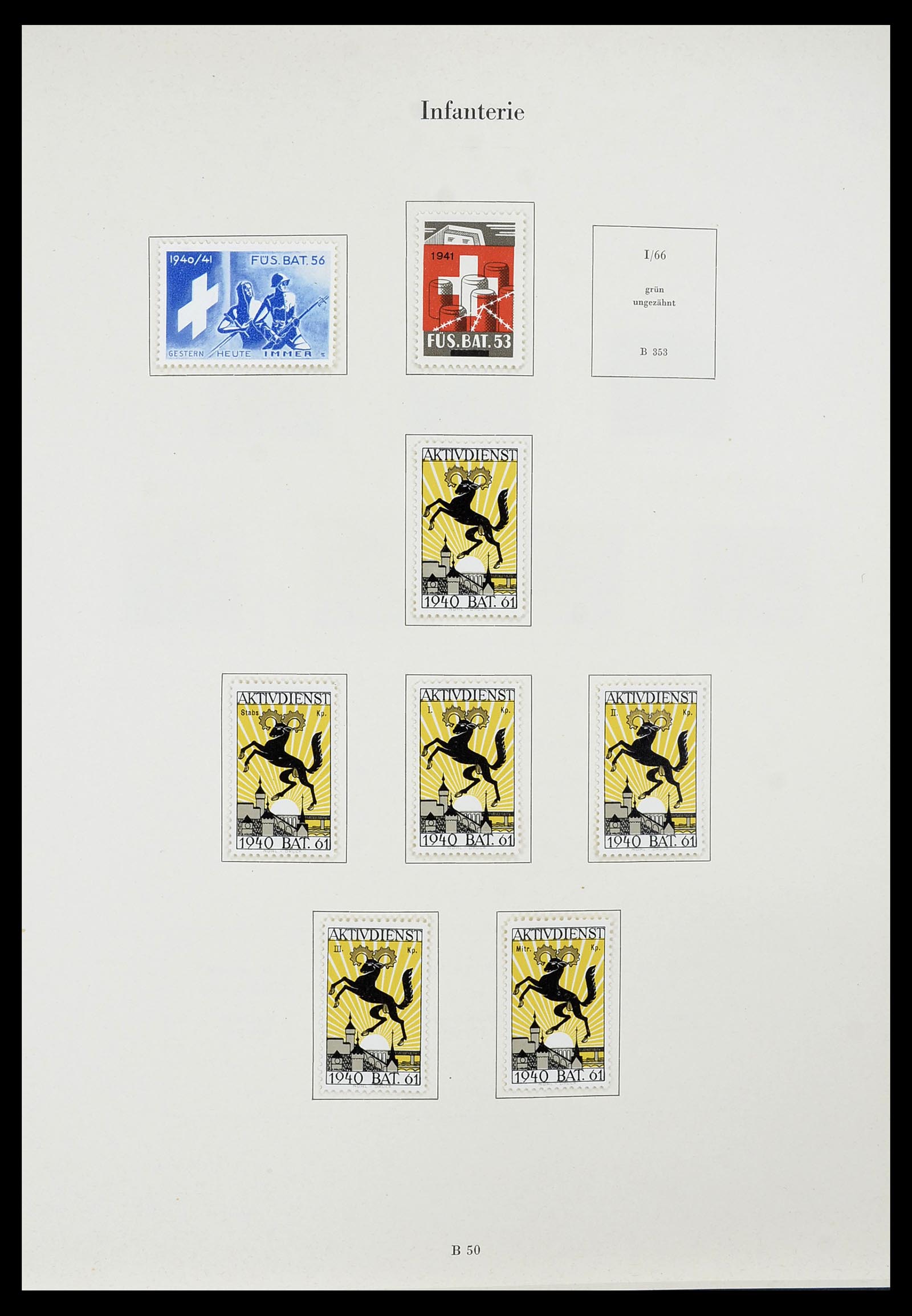 34234 075 - Postzegelverzameling 34234 Zwitserland soldatenzegels 1939-1945.