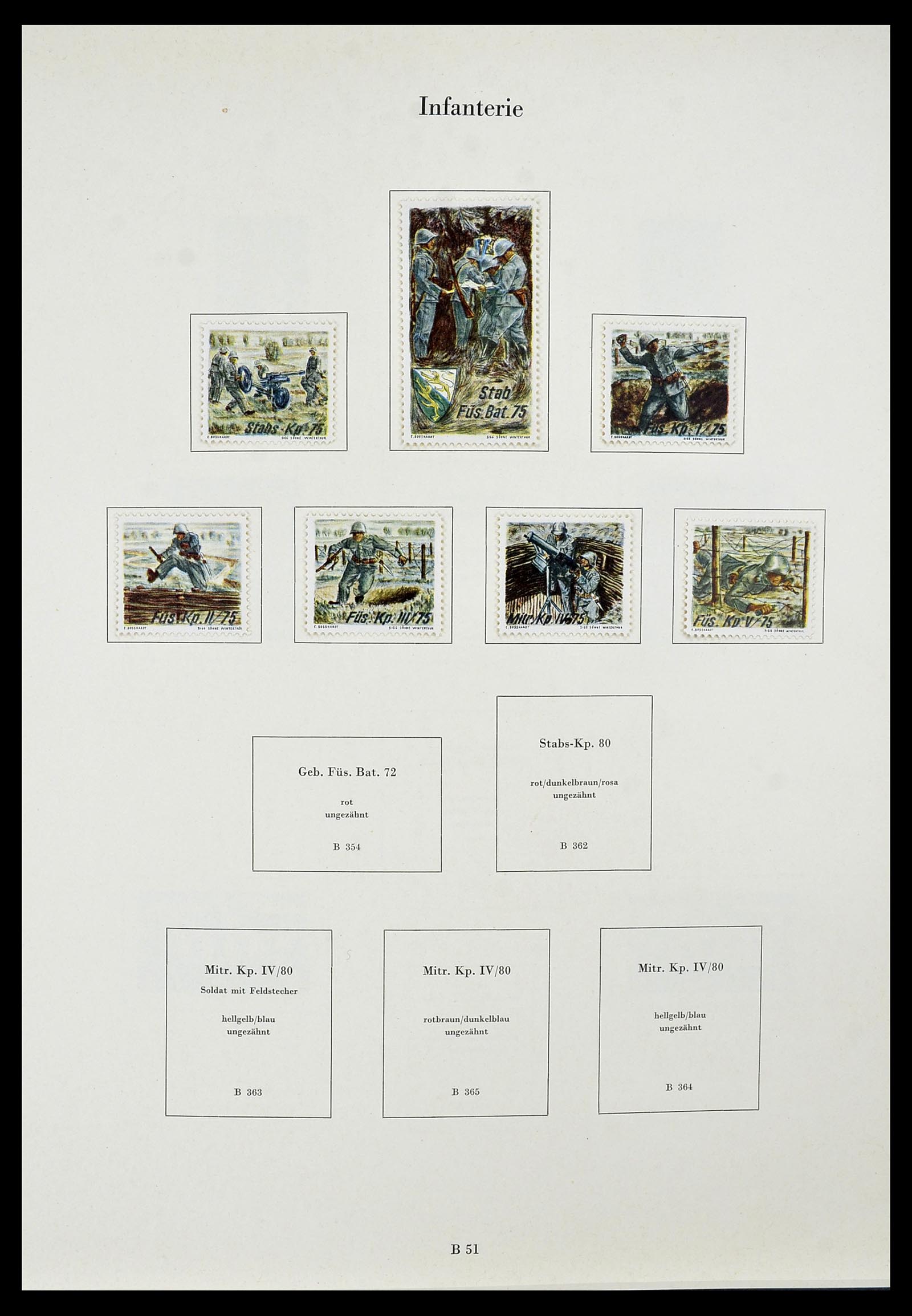 34234 076 - Stamp collection 34234 Switzerland soldier stamps 1939-1945.