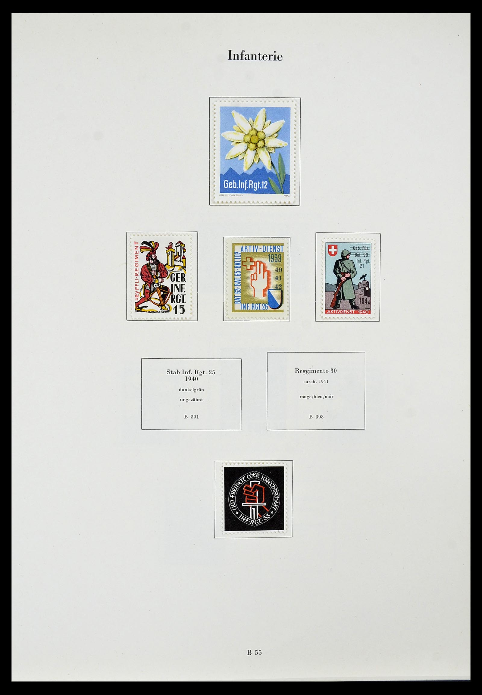 34234 080 - Stamp collection 34234 Switzerland soldier stamps 1939-1945.
