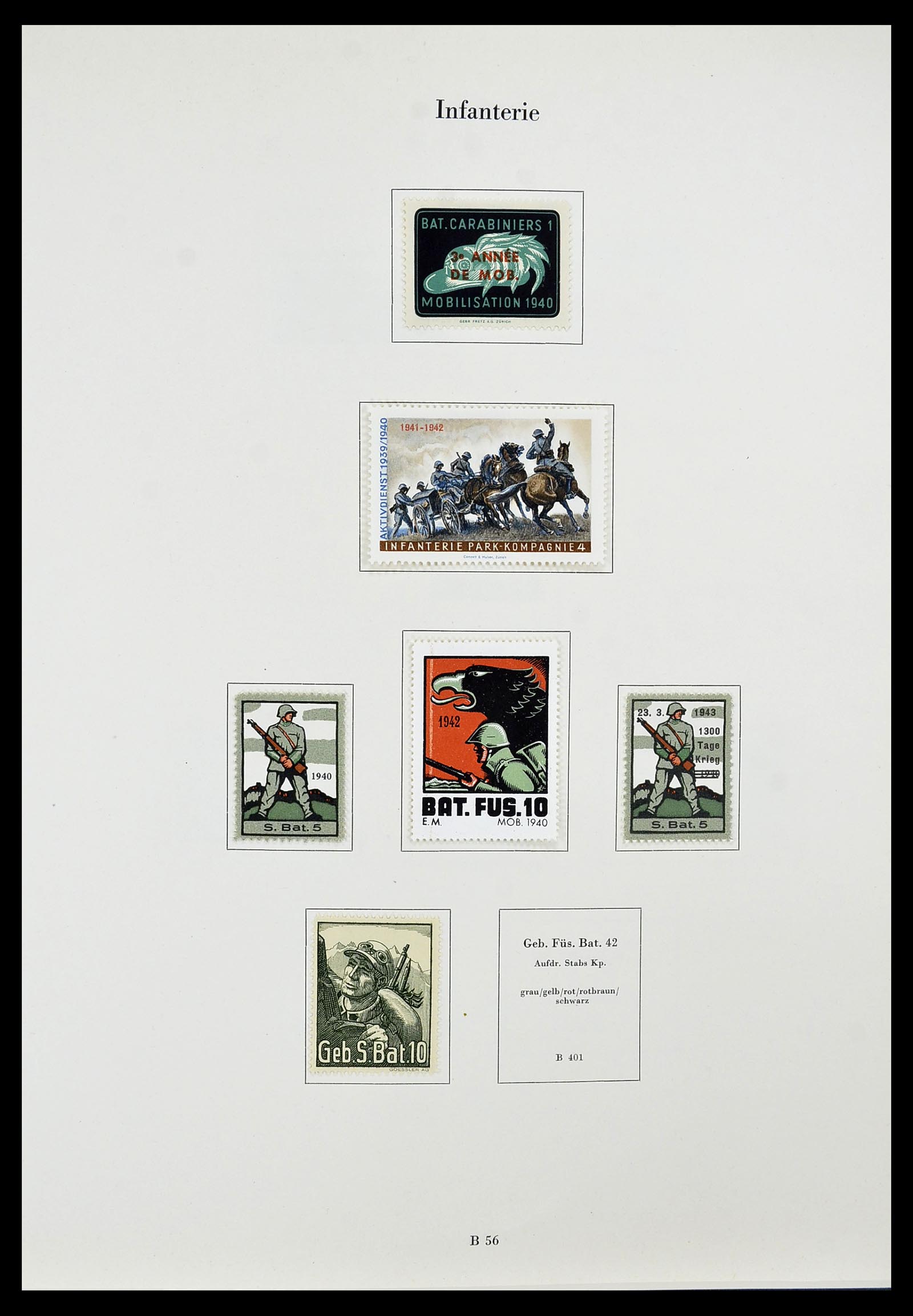 34234 081 - Stamp collection 34234 Switzerland soldier stamps 1939-1945.