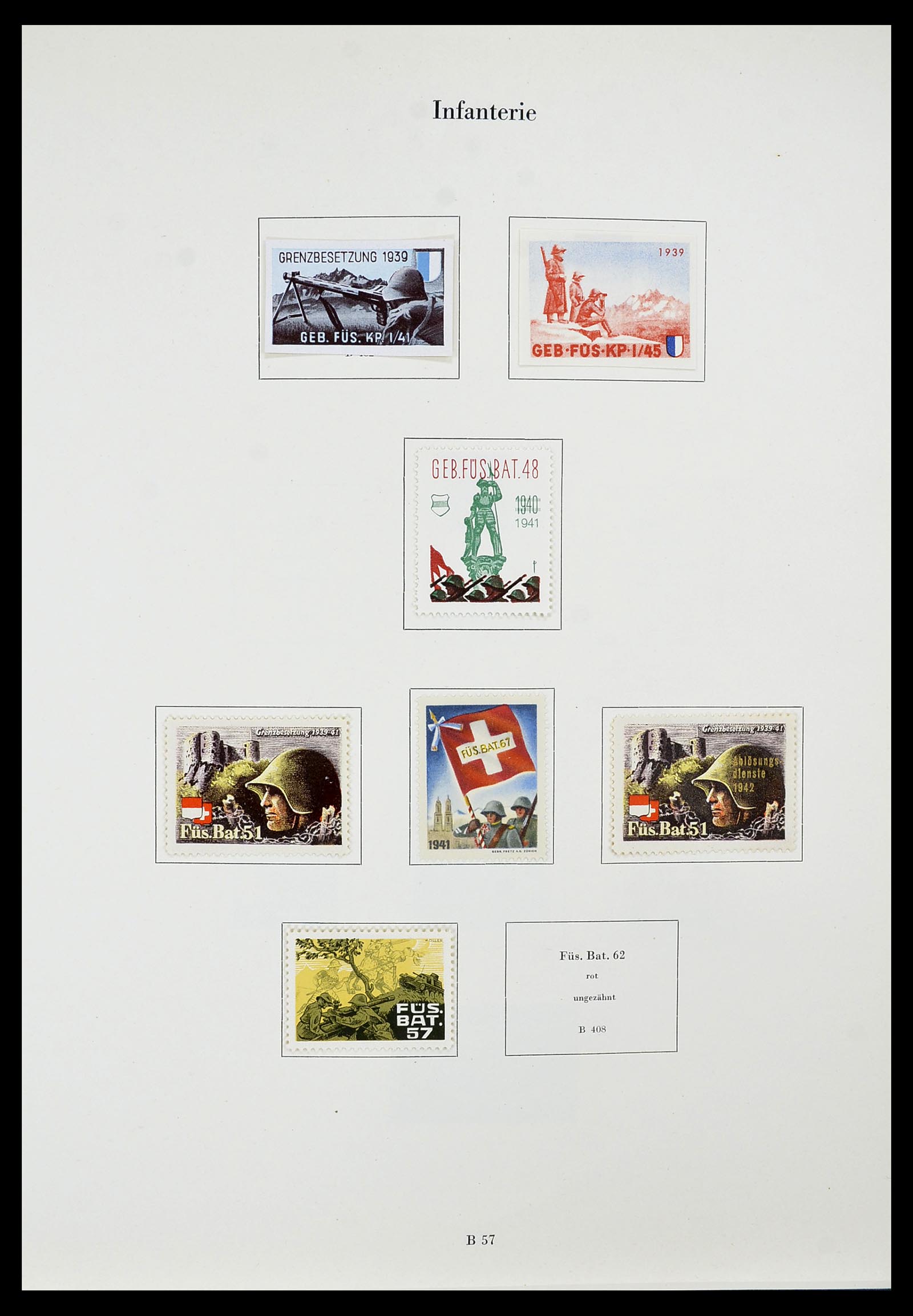 34234 082 - Postzegelverzameling 34234 Zwitserland soldatenzegels 1939-1945.