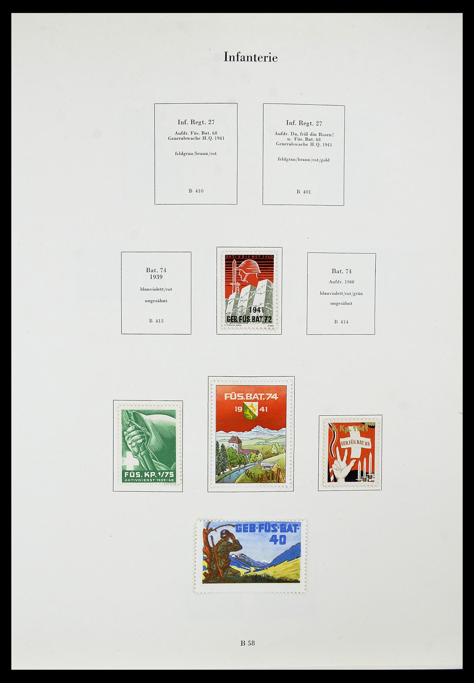 34234 083 - Postzegelverzameling 34234 Zwitserland soldatenzegels 1939-1945.