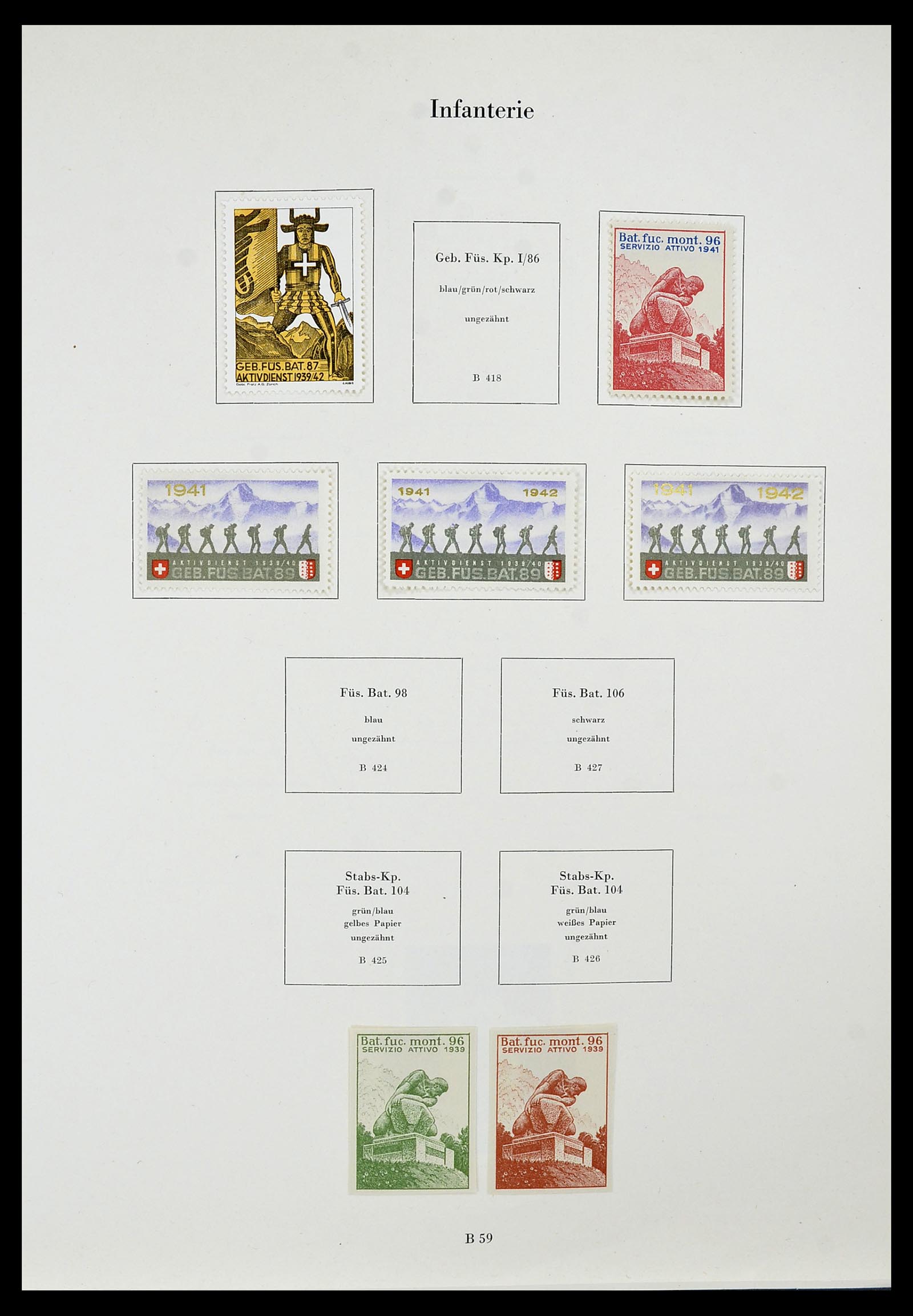 34234 084 - Postzegelverzameling 34234 Zwitserland soldatenzegels 1939-1945.