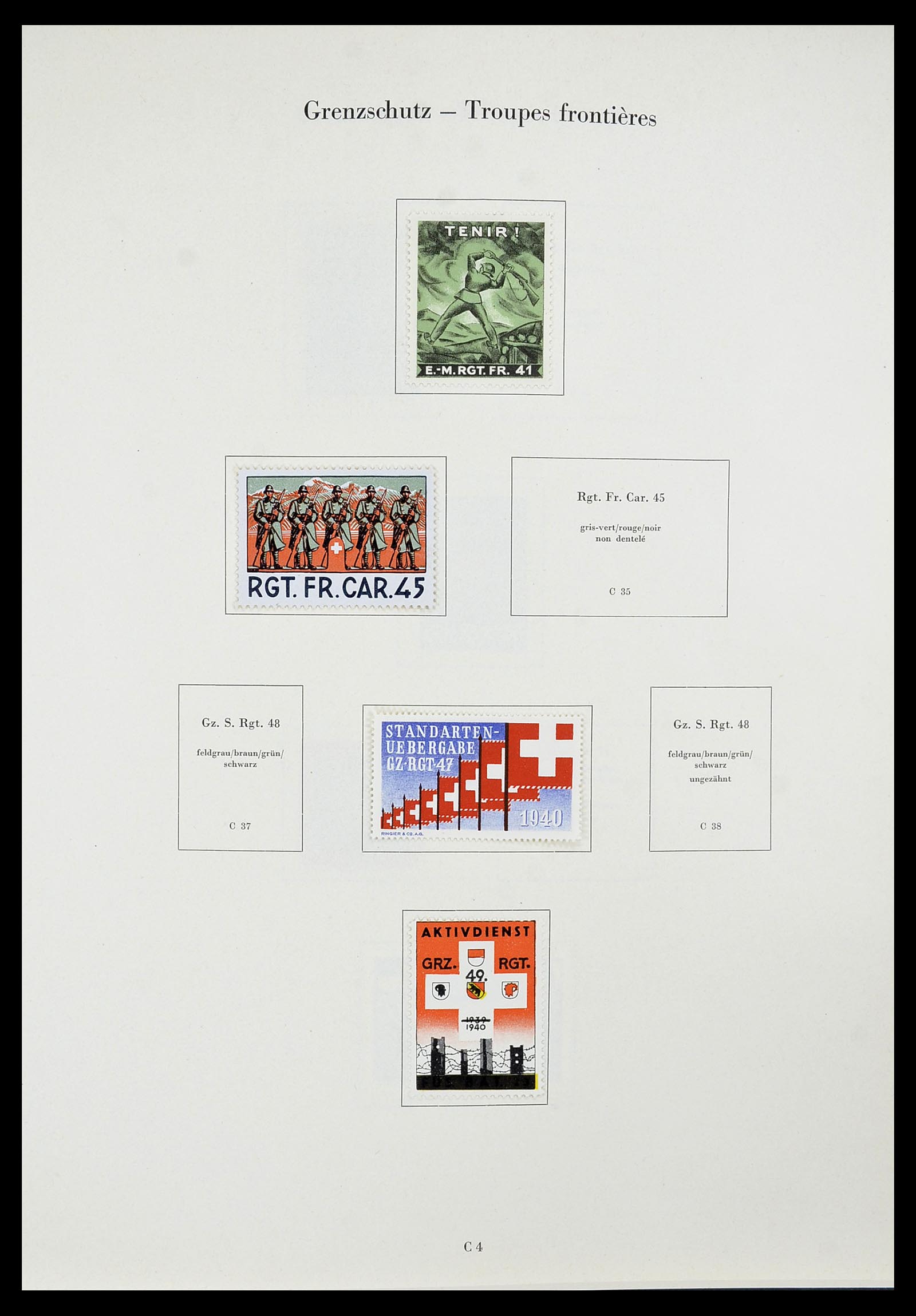 34234 089 - Postzegelverzameling 34234 Zwitserland soldatenzegels 1939-1945.