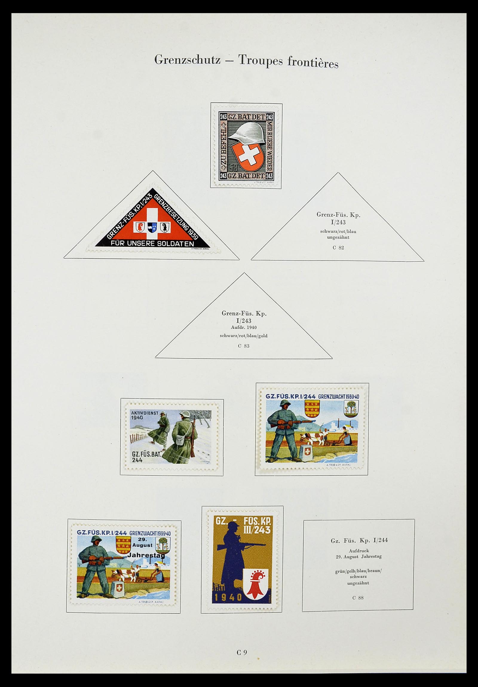 34234 094 - Postzegelverzameling 34234 Zwitserland soldatenzegels 1939-1945.