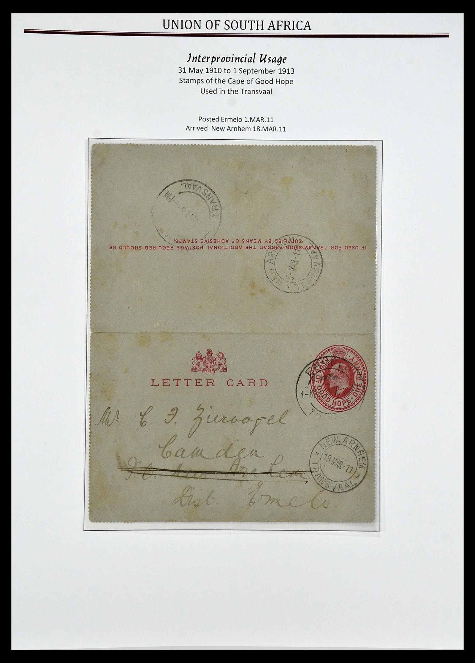 34239 005 - Postzegelverzameling 34239 Zuid Afrika stempels 1910-1913.