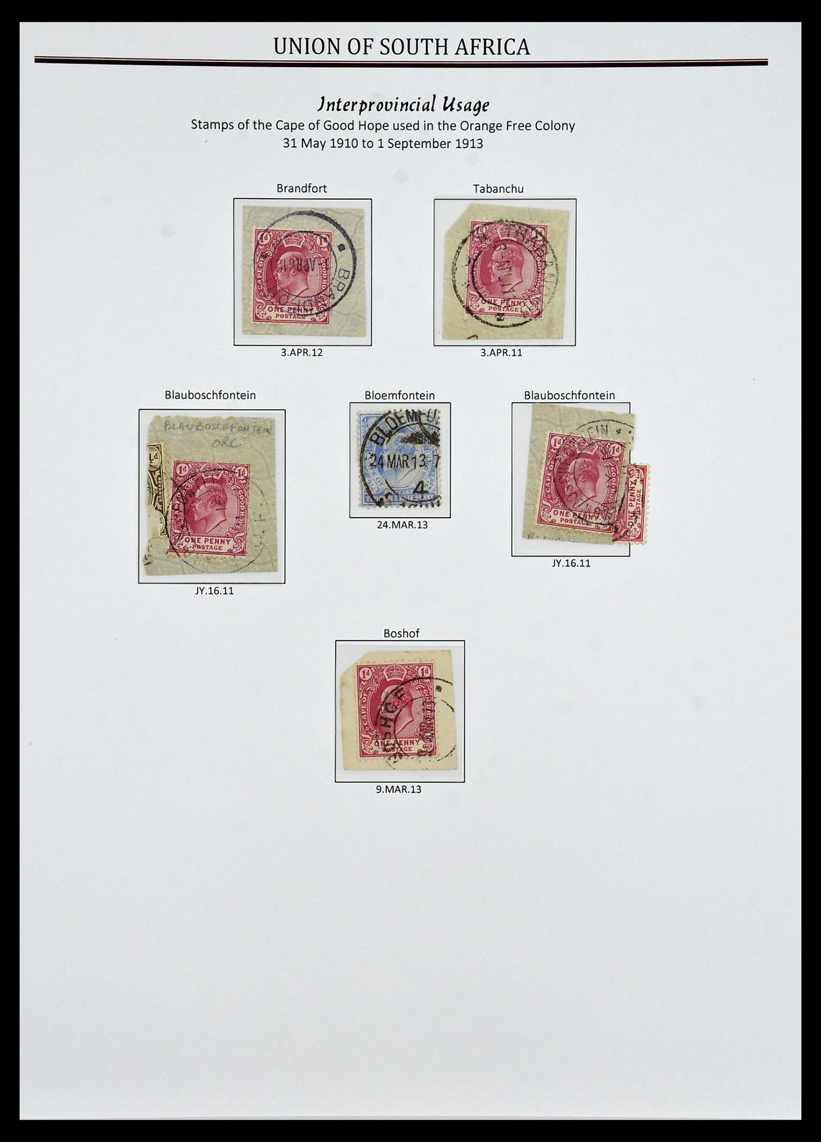 34239 008 - Stamp collection 34239 South Africa cancels 1910-1913.