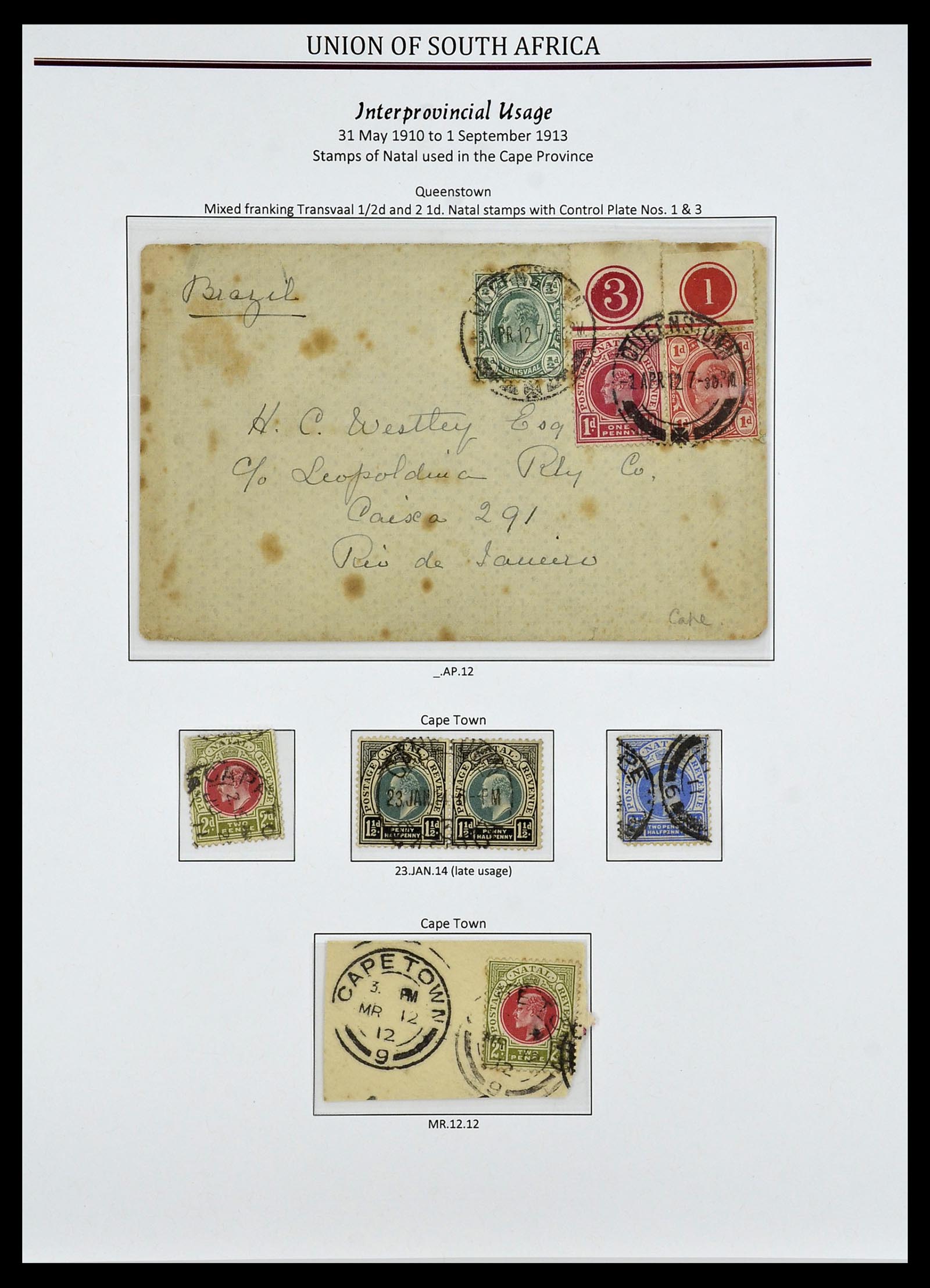 34239 011 - Postzegelverzameling 34239 Zuid Afrika stempels 1910-1913.