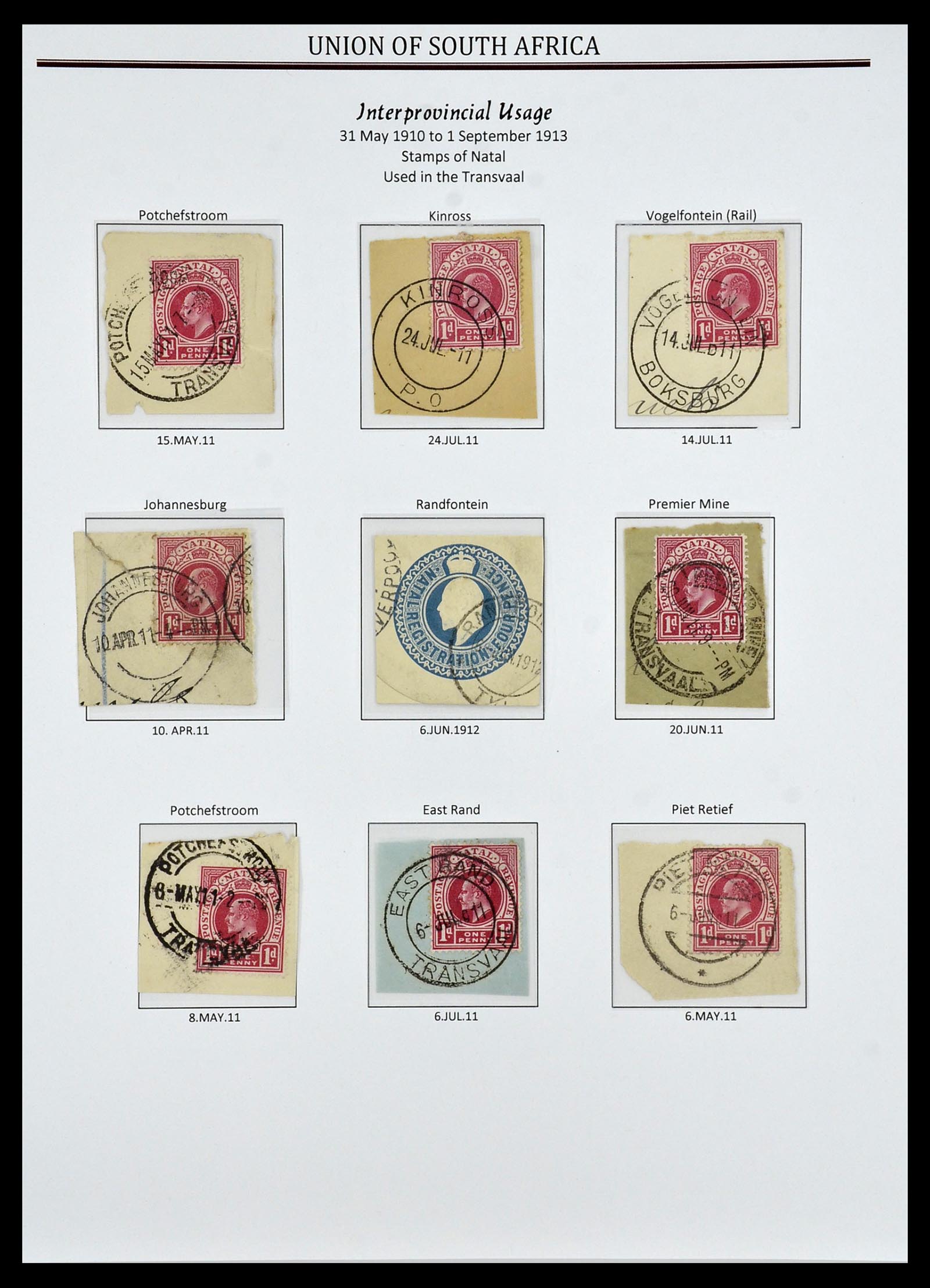 34239 012 - Postzegelverzameling 34239 Zuid Afrika stempels 1910-1913.
