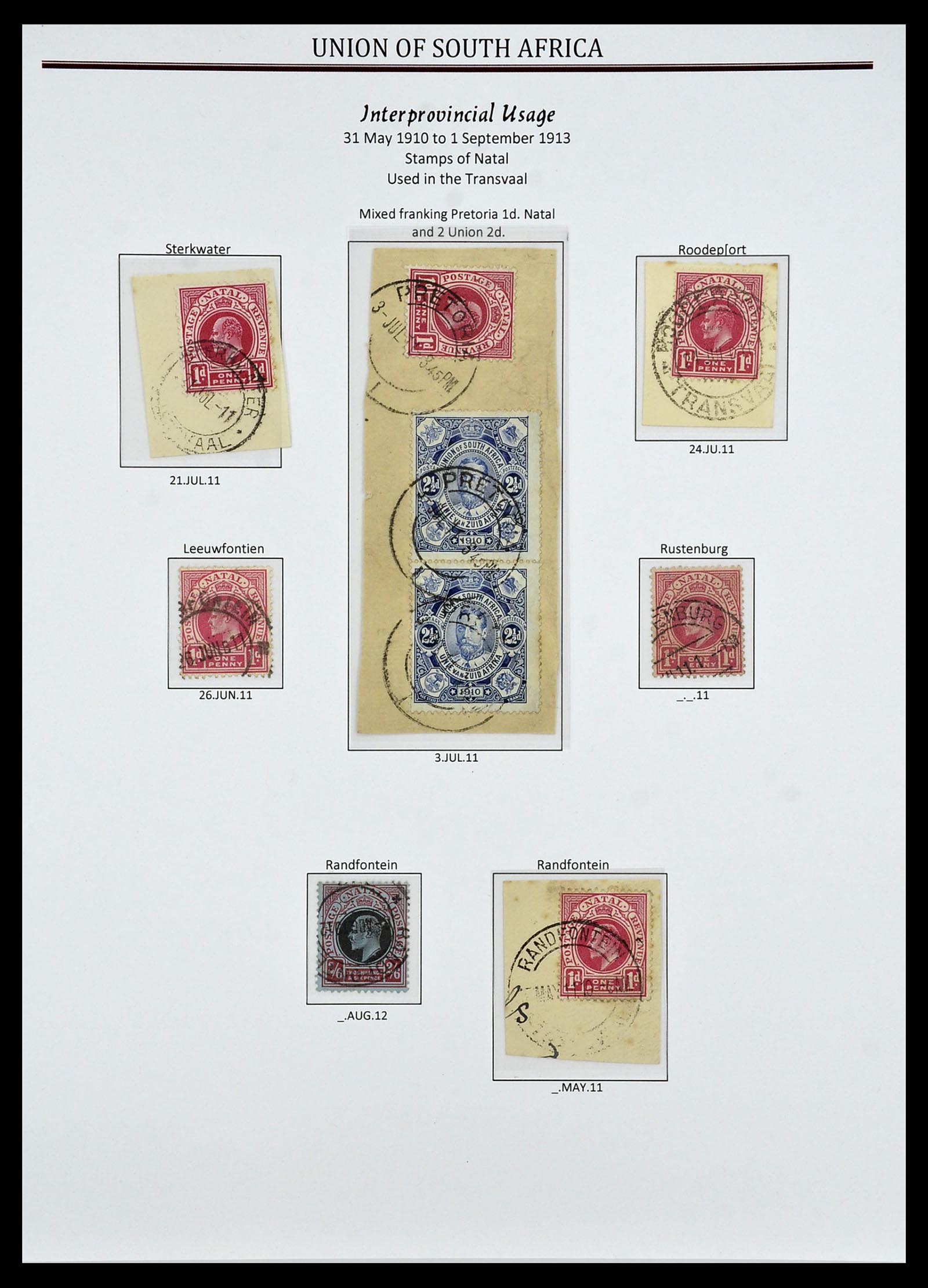 34239 014 - Postzegelverzameling 34239 Zuid Afrika stempels 1910-1913.