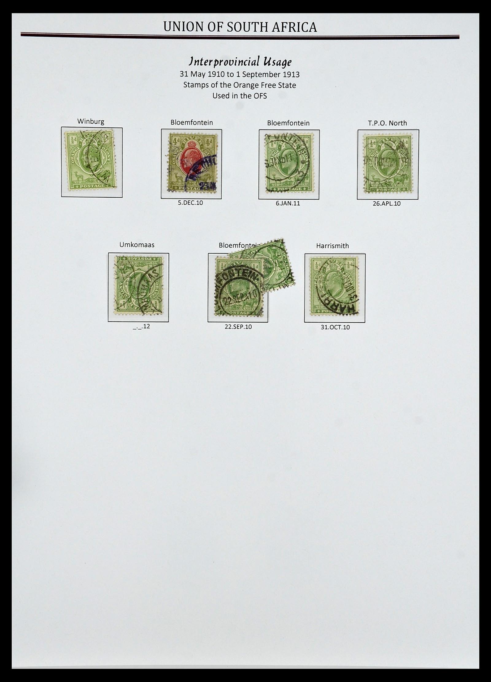 34239 015 - Postzegelverzameling 34239 Zuid Afrika stempels 1910-1913.