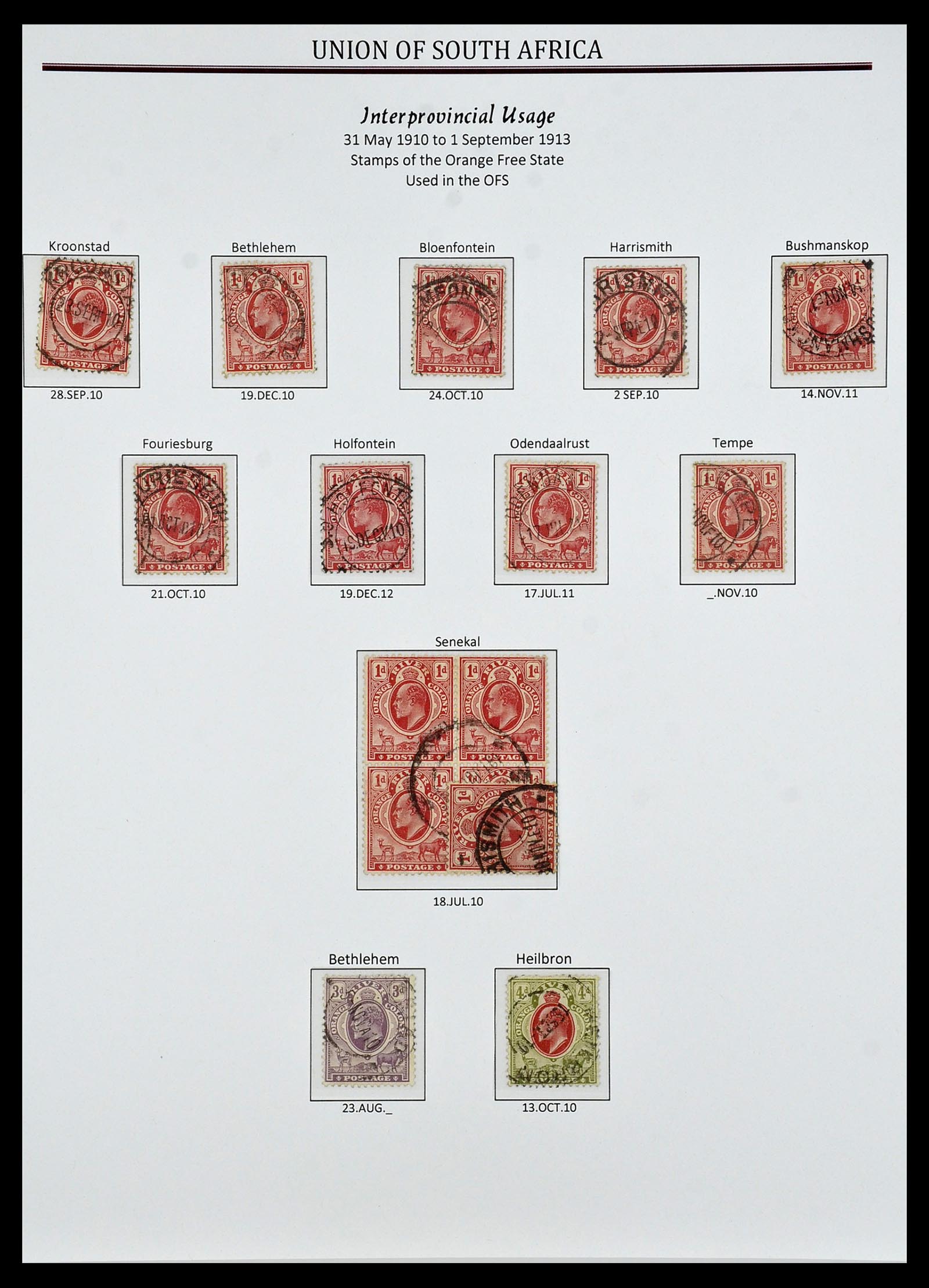 34239 016 - Postzegelverzameling 34239 Zuid Afrika stempels 1910-1913.
