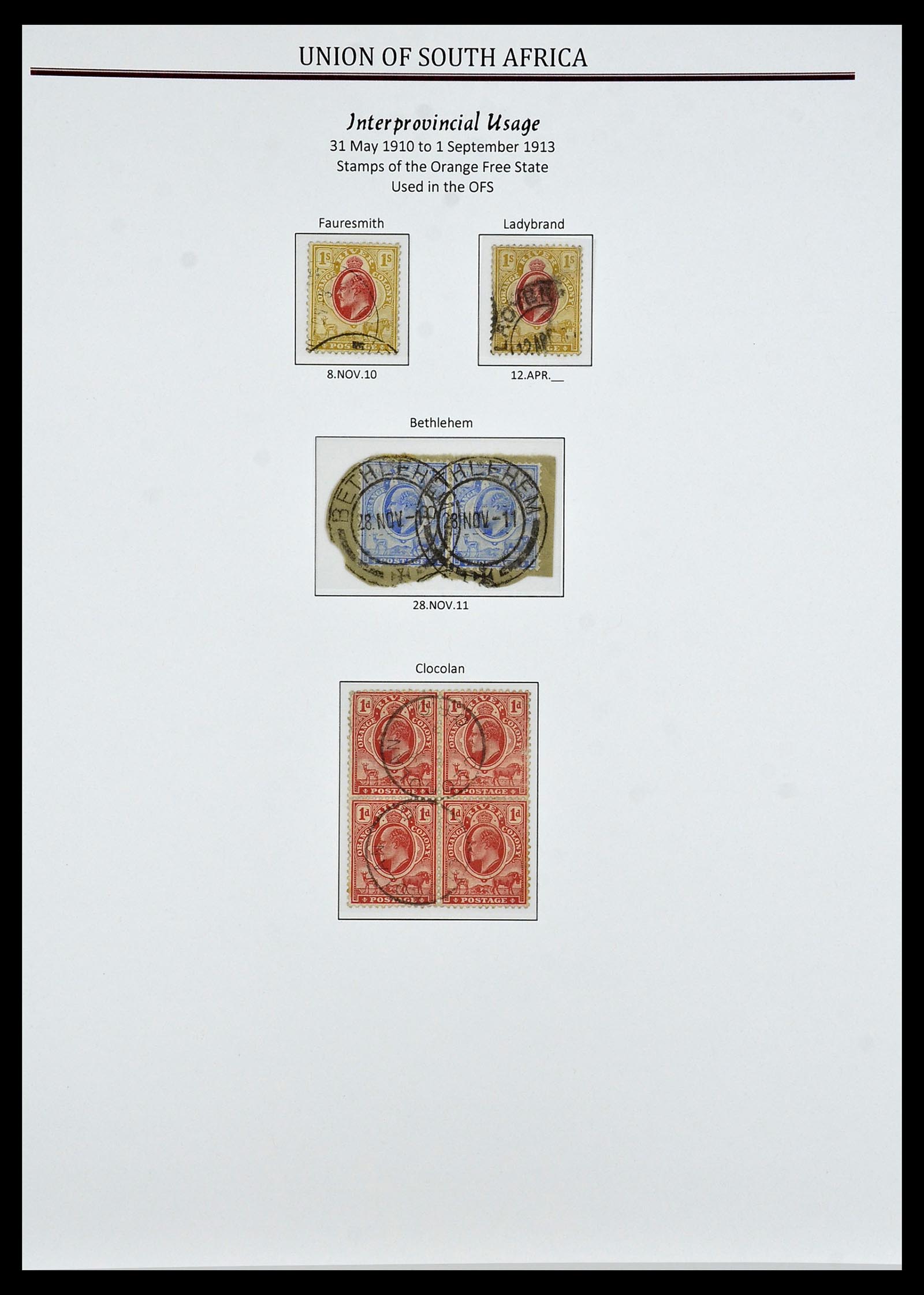 34239 017 - Postzegelverzameling 34239 Zuid Afrika stempels 1910-1913.