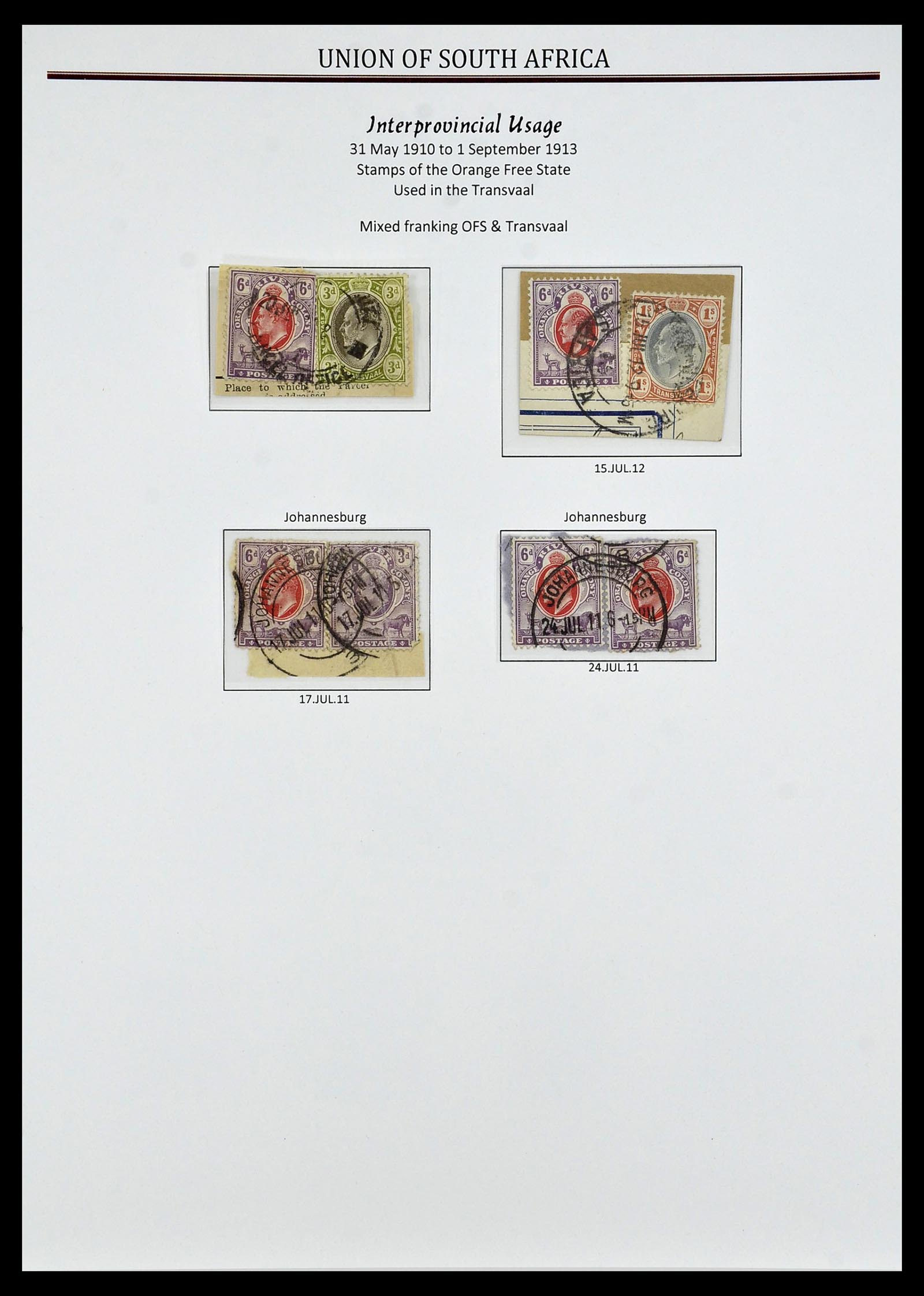 34239 020 - Postzegelverzameling 34239 Zuid Afrika stempels 1910-1913.