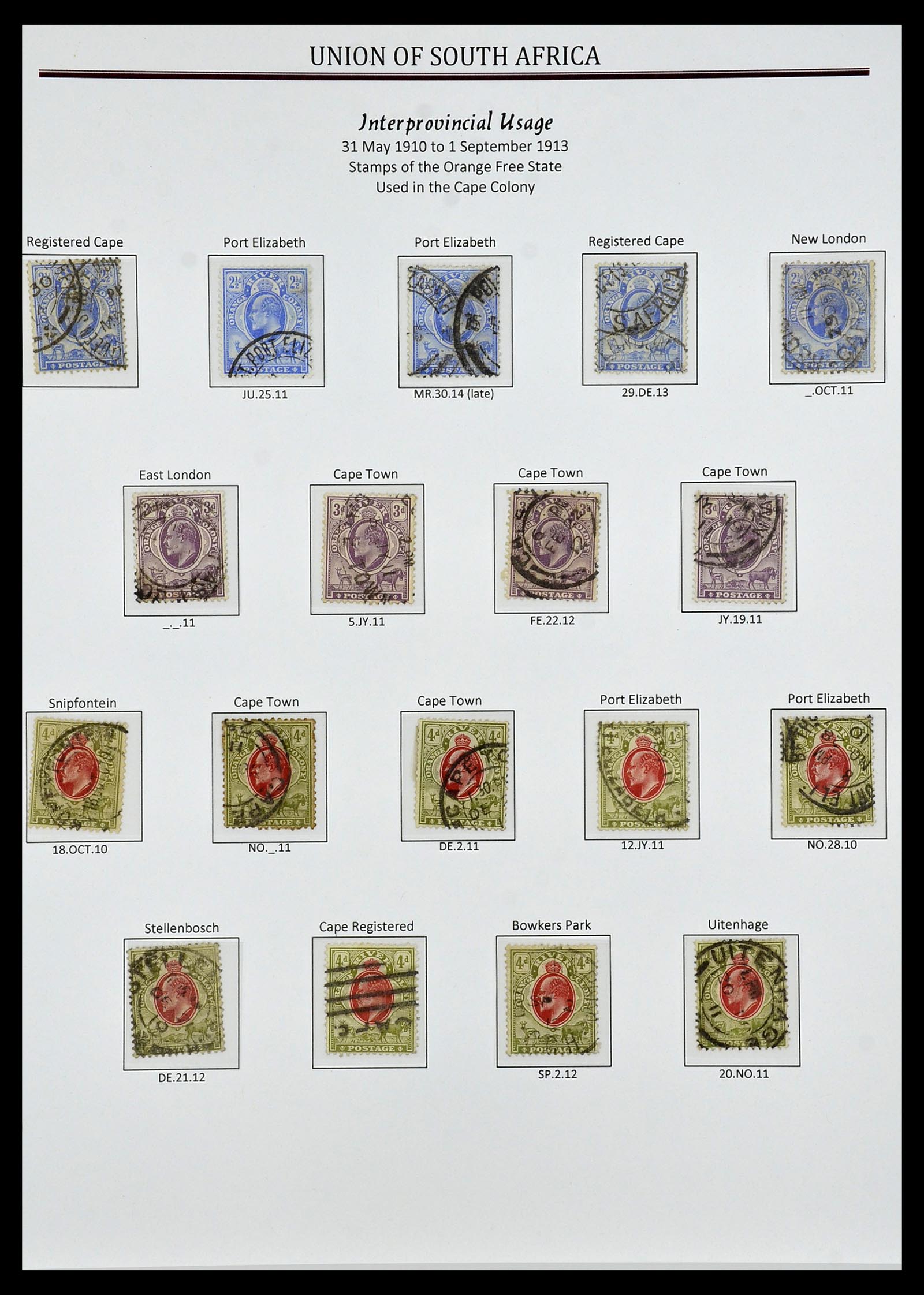 34239 023 - Postzegelverzameling 34239 Zuid Afrika stempels 1910-1913.