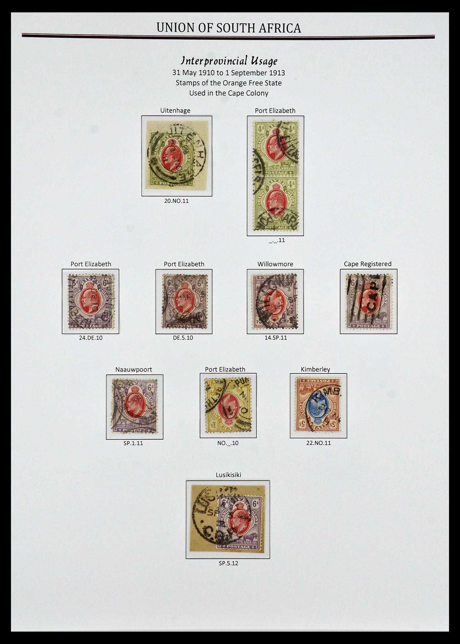 34239 024 - Stamp collection 34239 South Africa cancels 1910-1913.