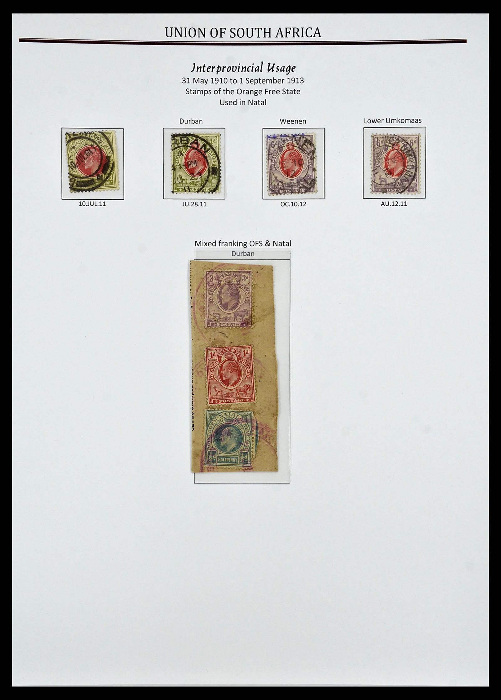 34239 027 - Postzegelverzameling 34239 Zuid Afrika stempels 1910-1913.