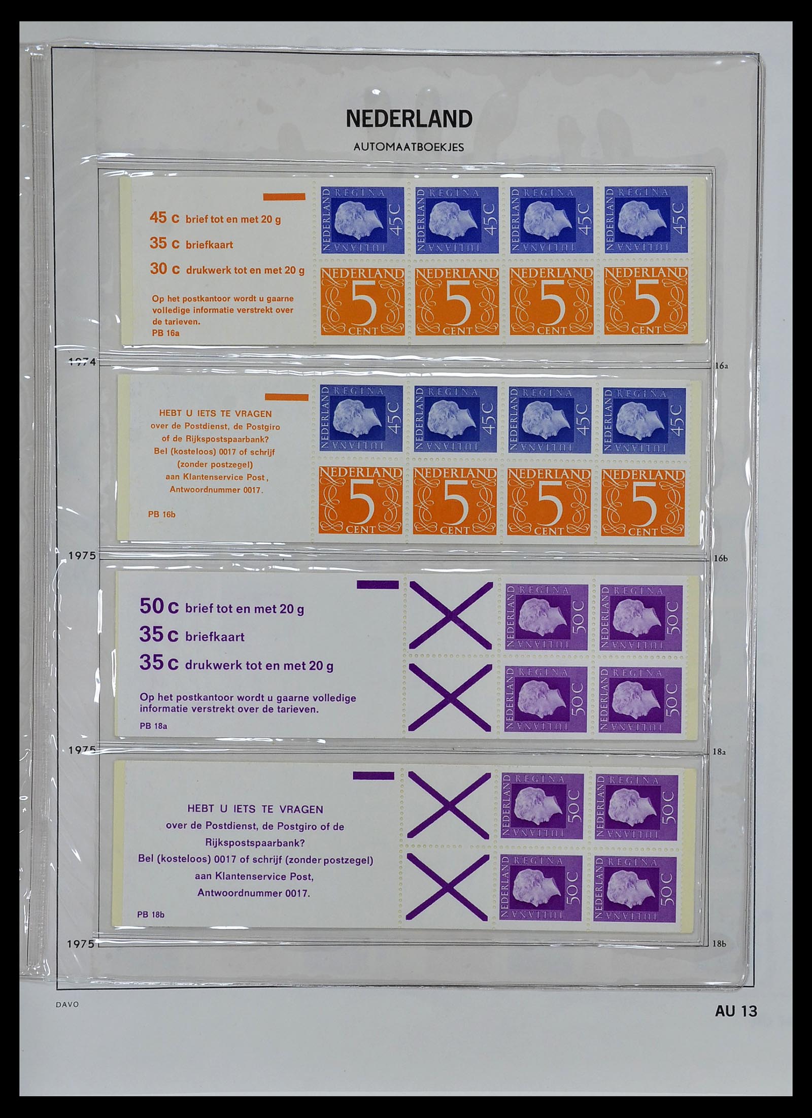 34267 013 - Postzegelverzameling 34267 Nederland automaatboekjes 1964-1991.