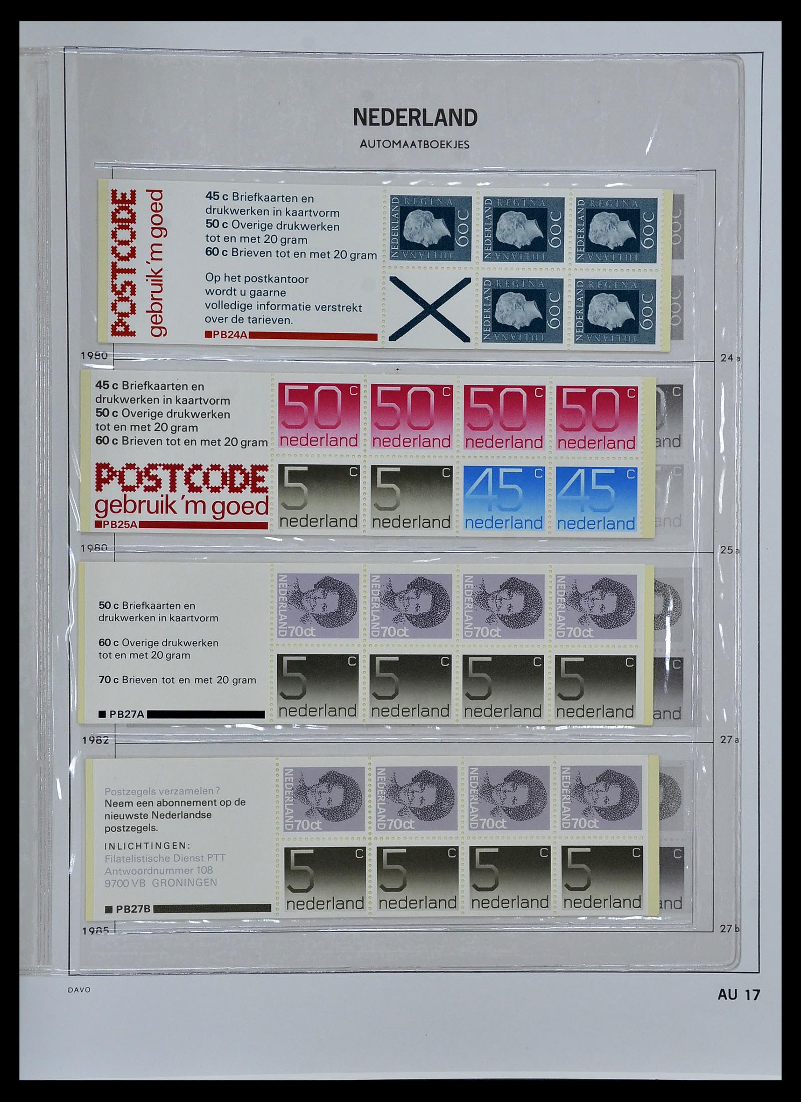34267 017 - Postzegelverzameling 34267 Nederland automaatboekjes 1964-1991.