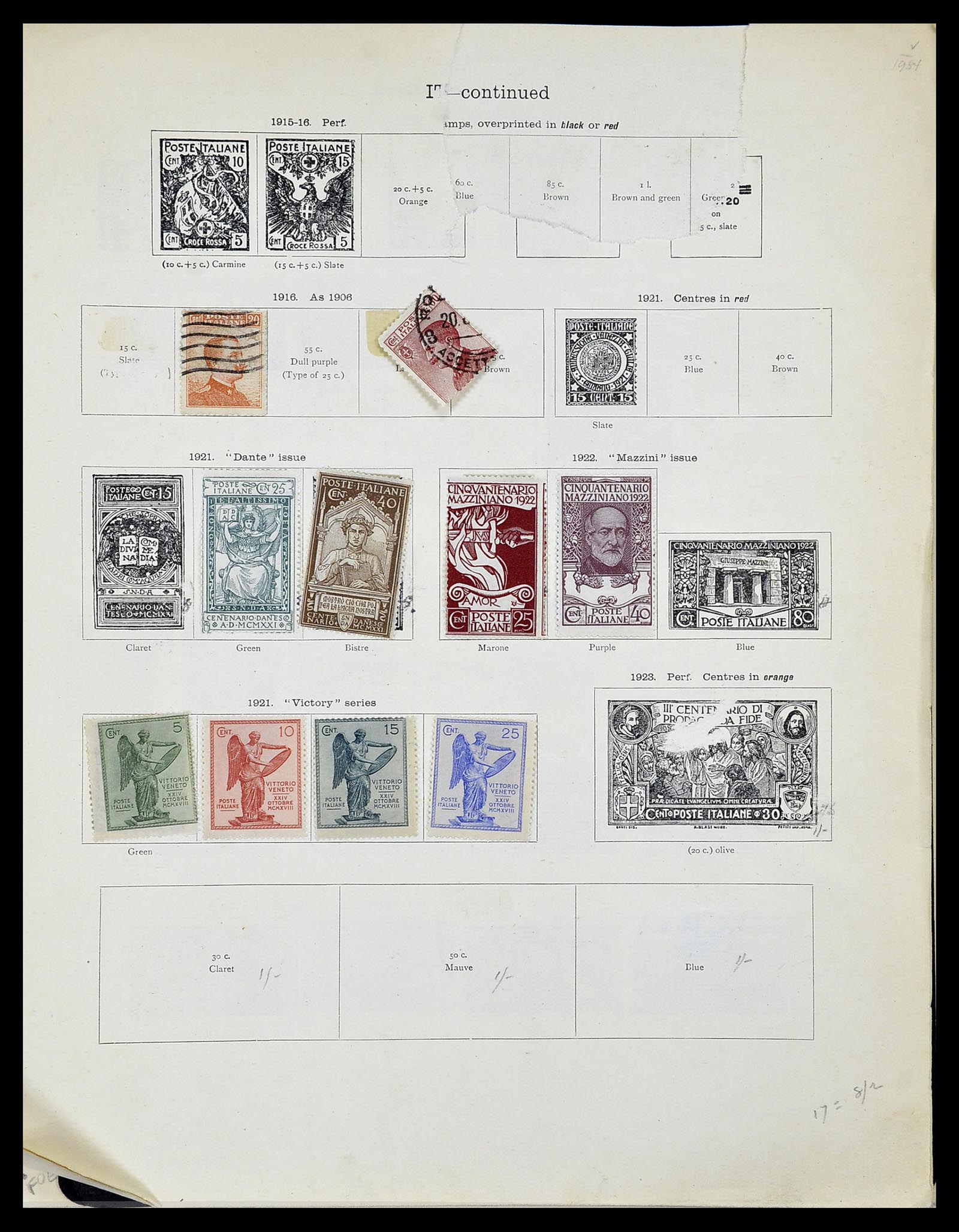 34282 030 - Postzegelverzameling 34282 Italië en gebieden 1852-1940.