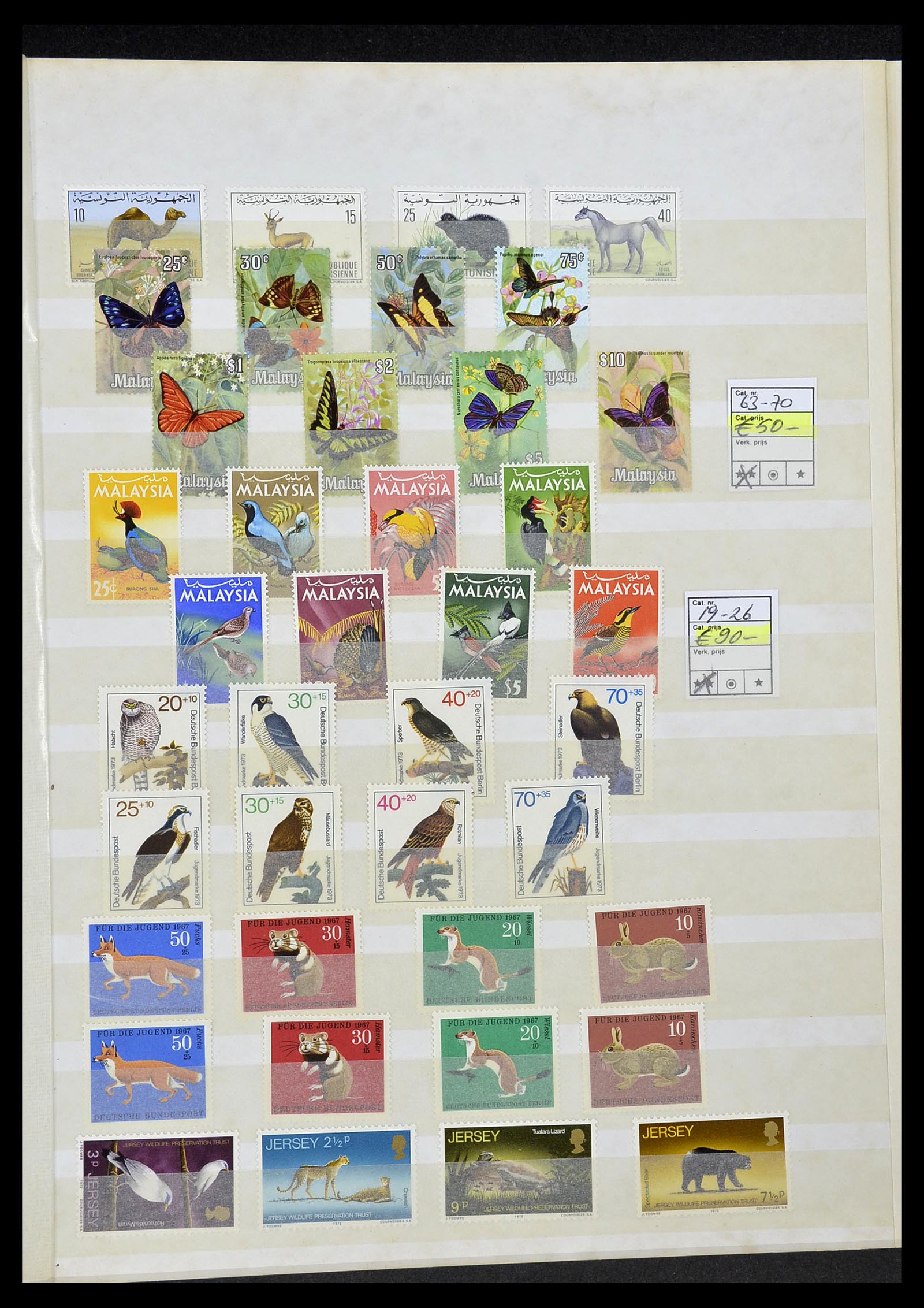 34290 285 - Postzegelverzameling 34290 Motief dieren postfris 1926-2005.