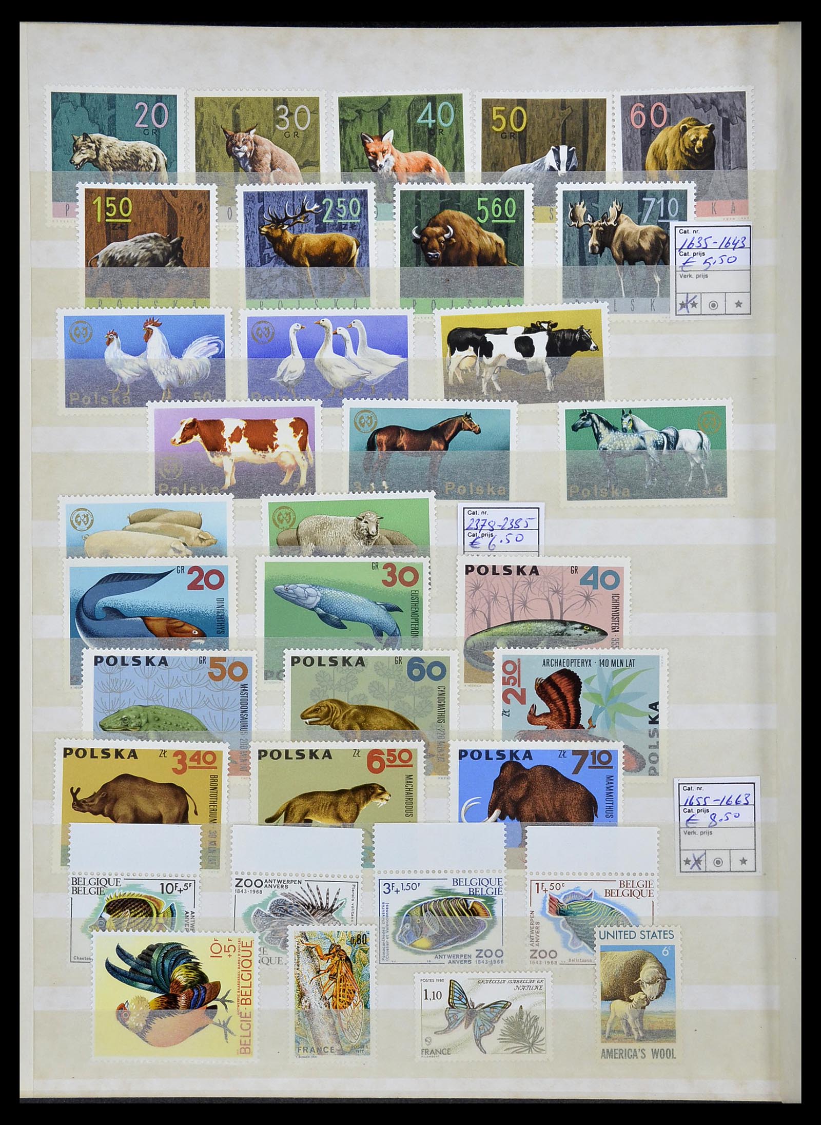34290 308 - Postzegelverzameling 34290 Motief dieren postfris 1926-2005.