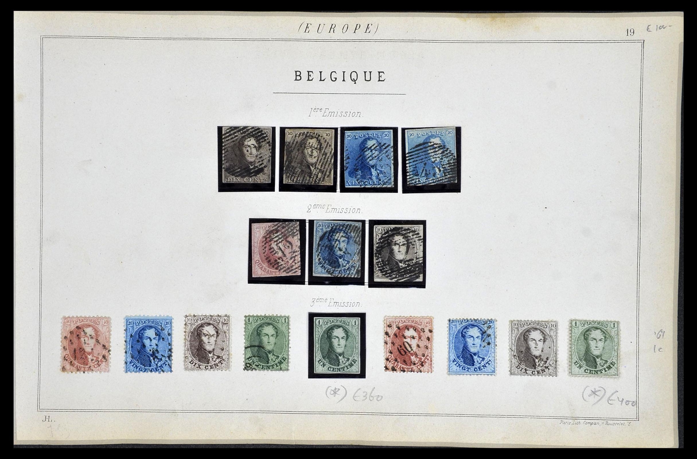 34377 001 - Stamp collection 34377 Belgium 1849-1863.