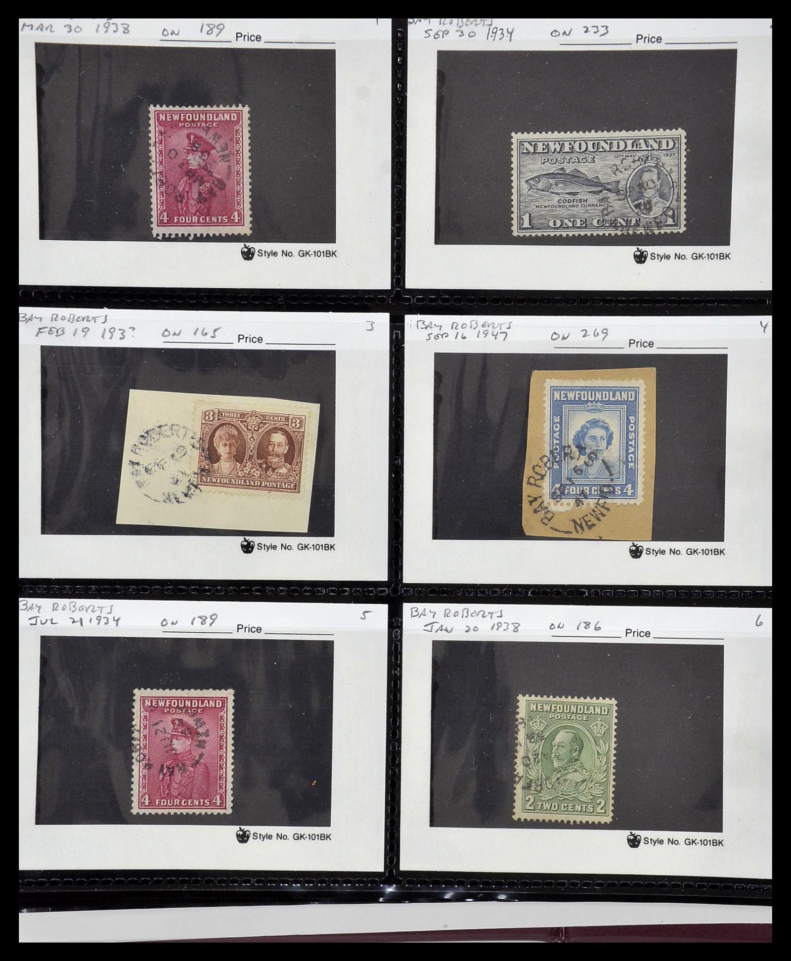 34380 021 - Stamp collection 34380 Newfoundland cancel collection 1868-1950.