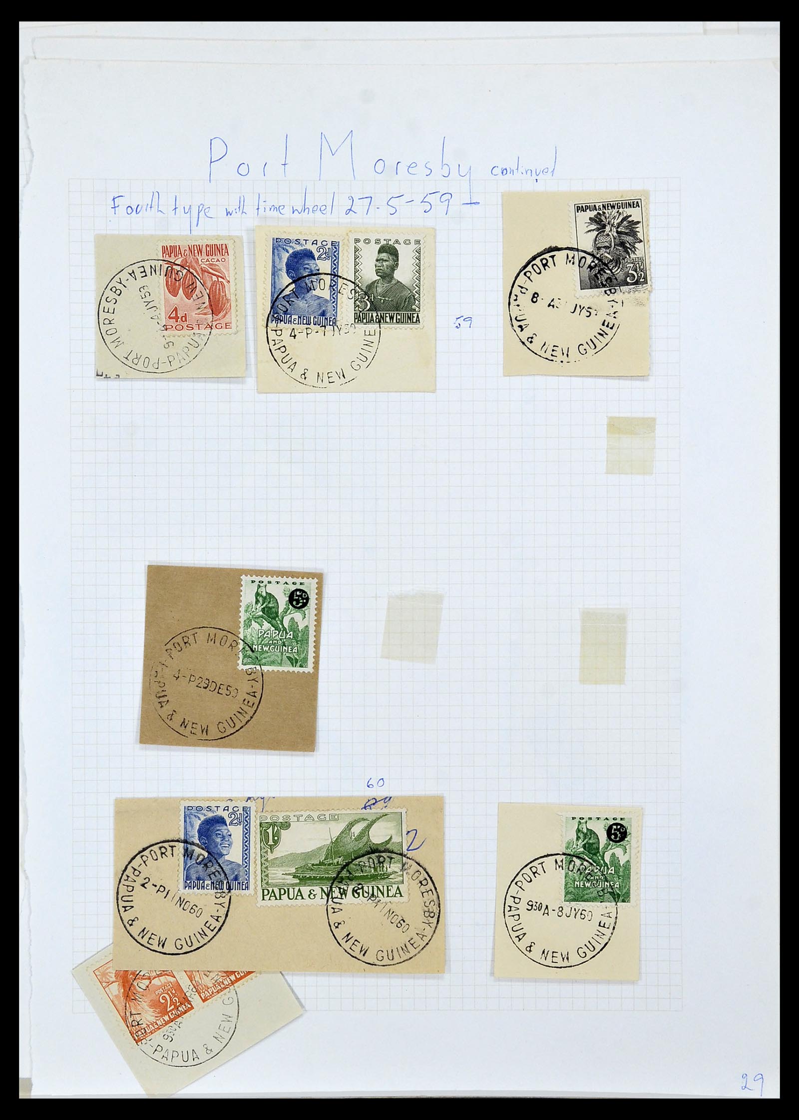 34384 001 - Postzegelverzameling 34384 Papua Nieuw Guinea stempels 1952-1980.