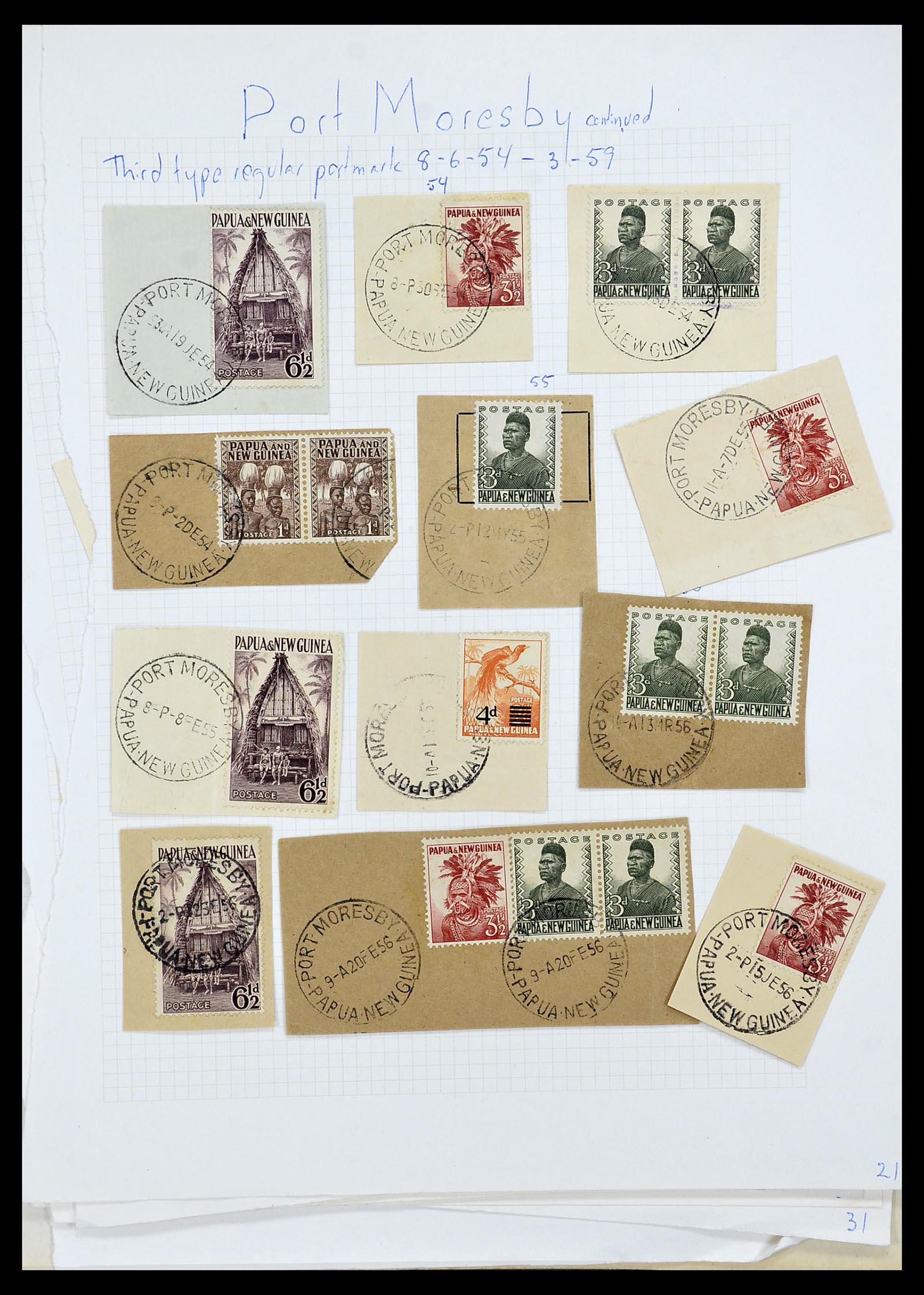 34384 002 - Postzegelverzameling 34384 Papua Nieuw Guinea stempels 1952-1980.