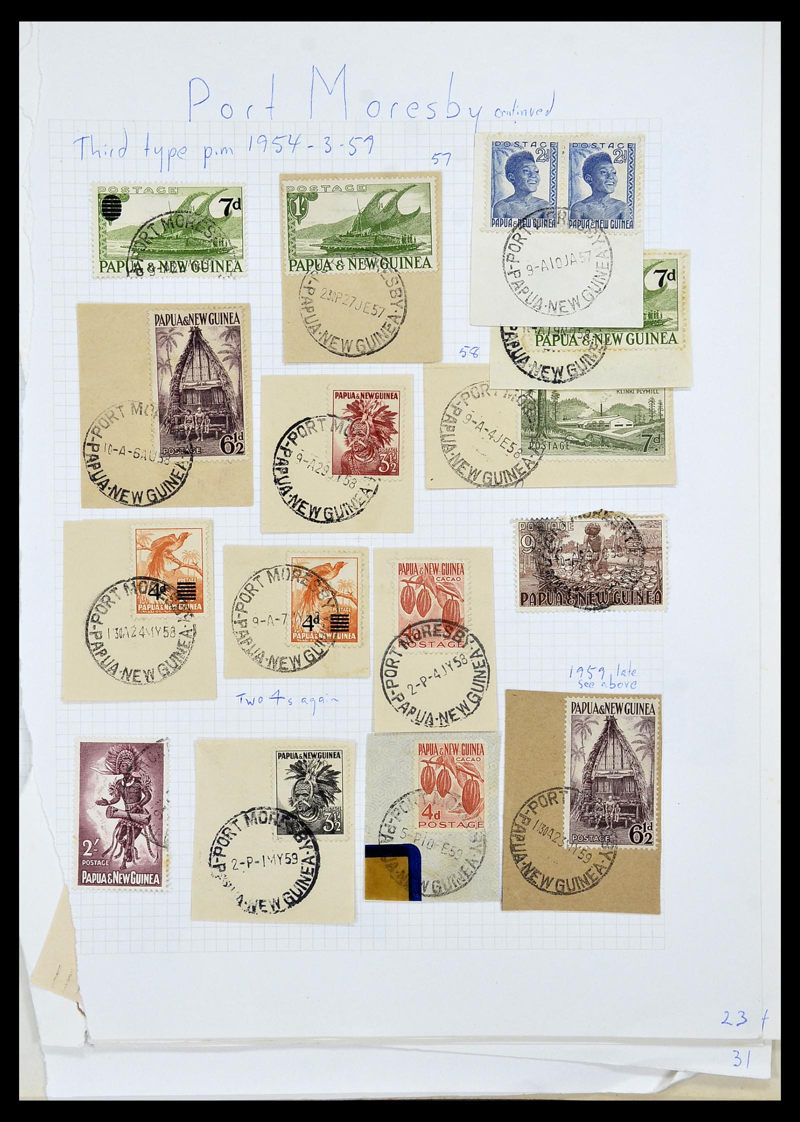 34384 004 - Postzegelverzameling 34384 Papua Nieuw Guinea stempels 1952-1980.