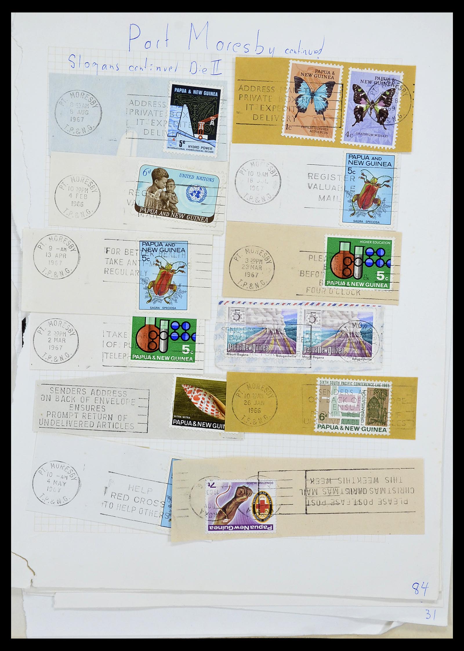 34384 005 - Postzegelverzameling 34384 Papua Nieuw Guinea stempels 1952-1980.