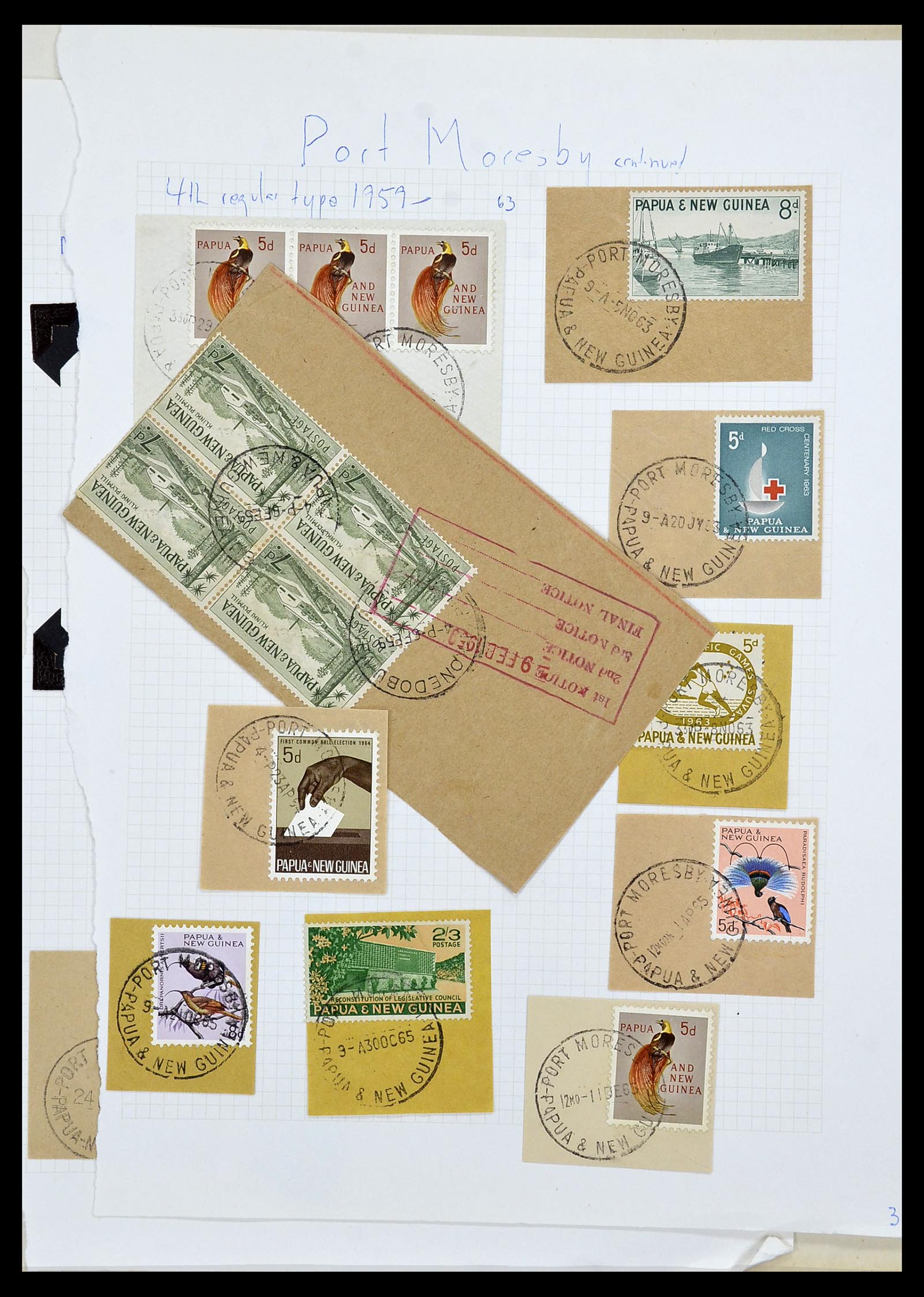 34384 009 - Postzegelverzameling 34384 Papua Nieuw Guinea stempels 1952-1980.