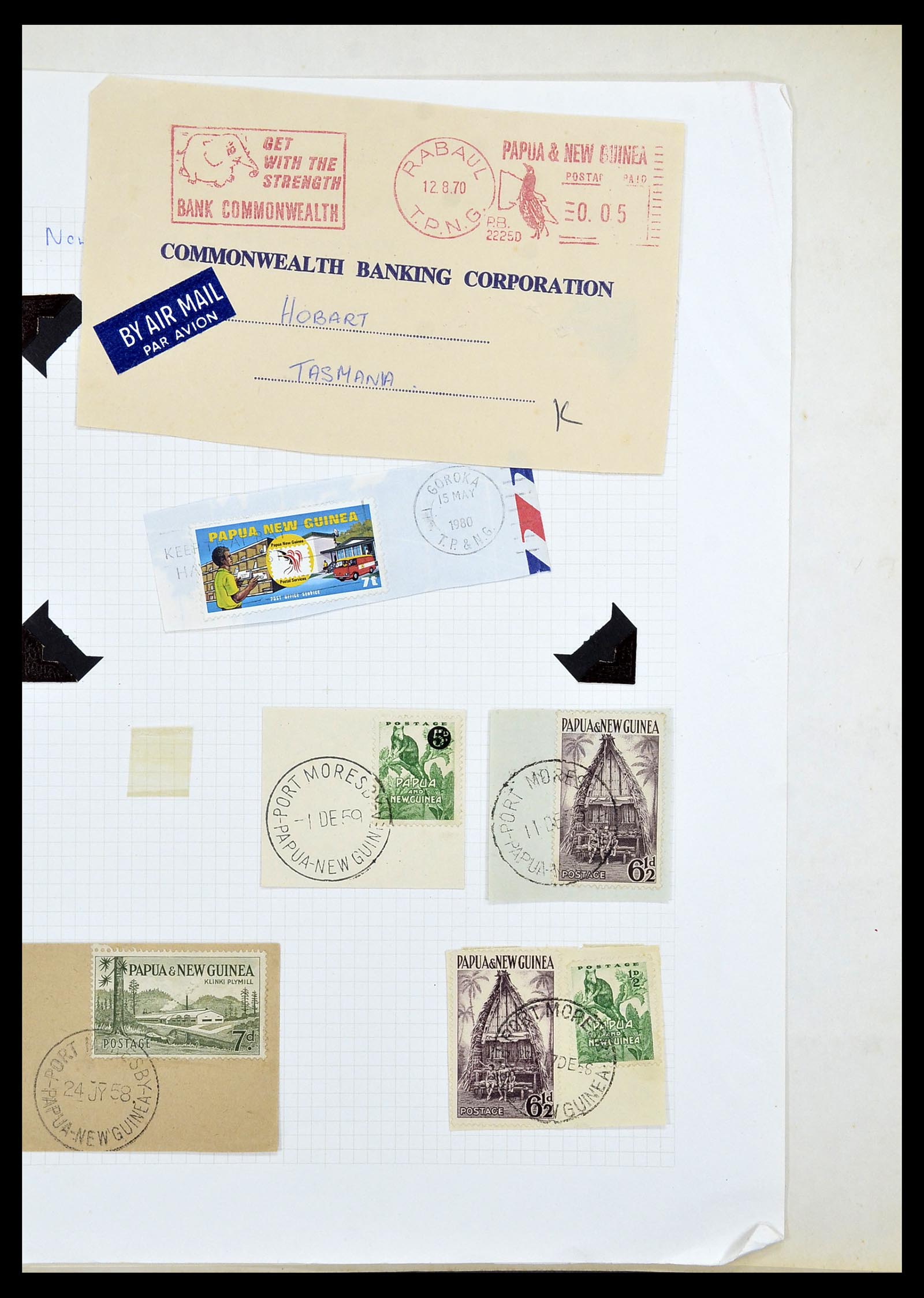 34384 010 - Postzegelverzameling 34384 Papua Nieuw Guinea stempels 1952-1980.