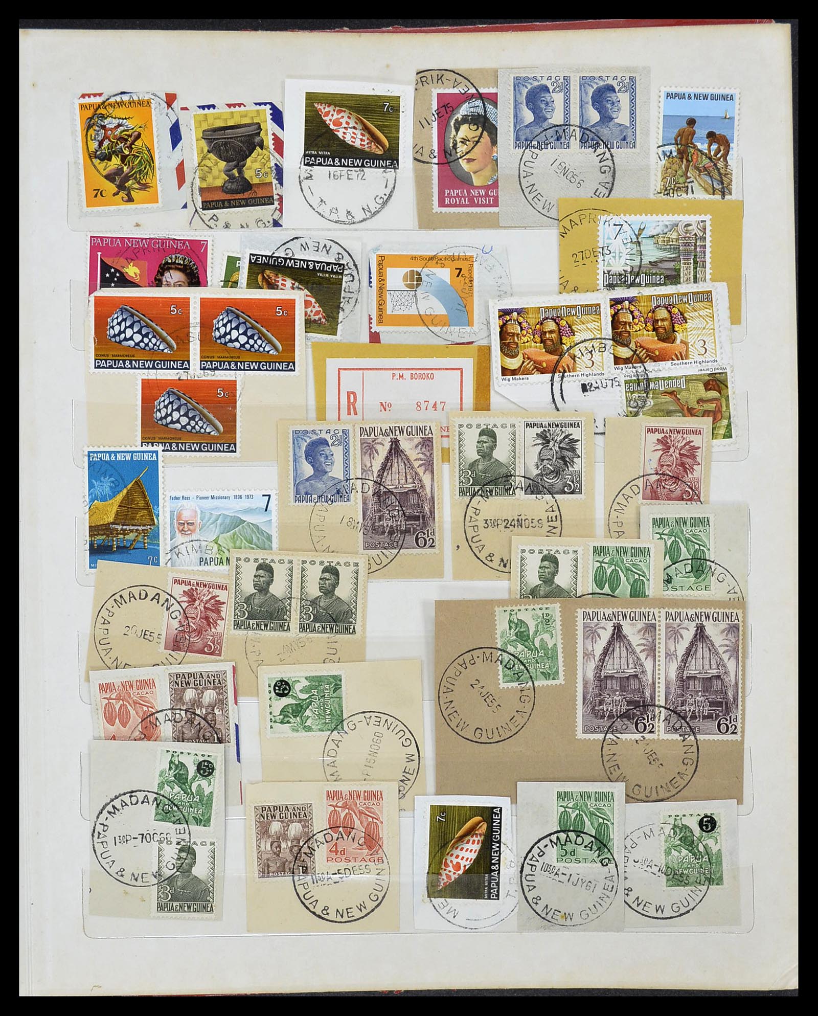 34384 013 - Postzegelverzameling 34384 Papua Nieuw Guinea stempels 1952-1980.