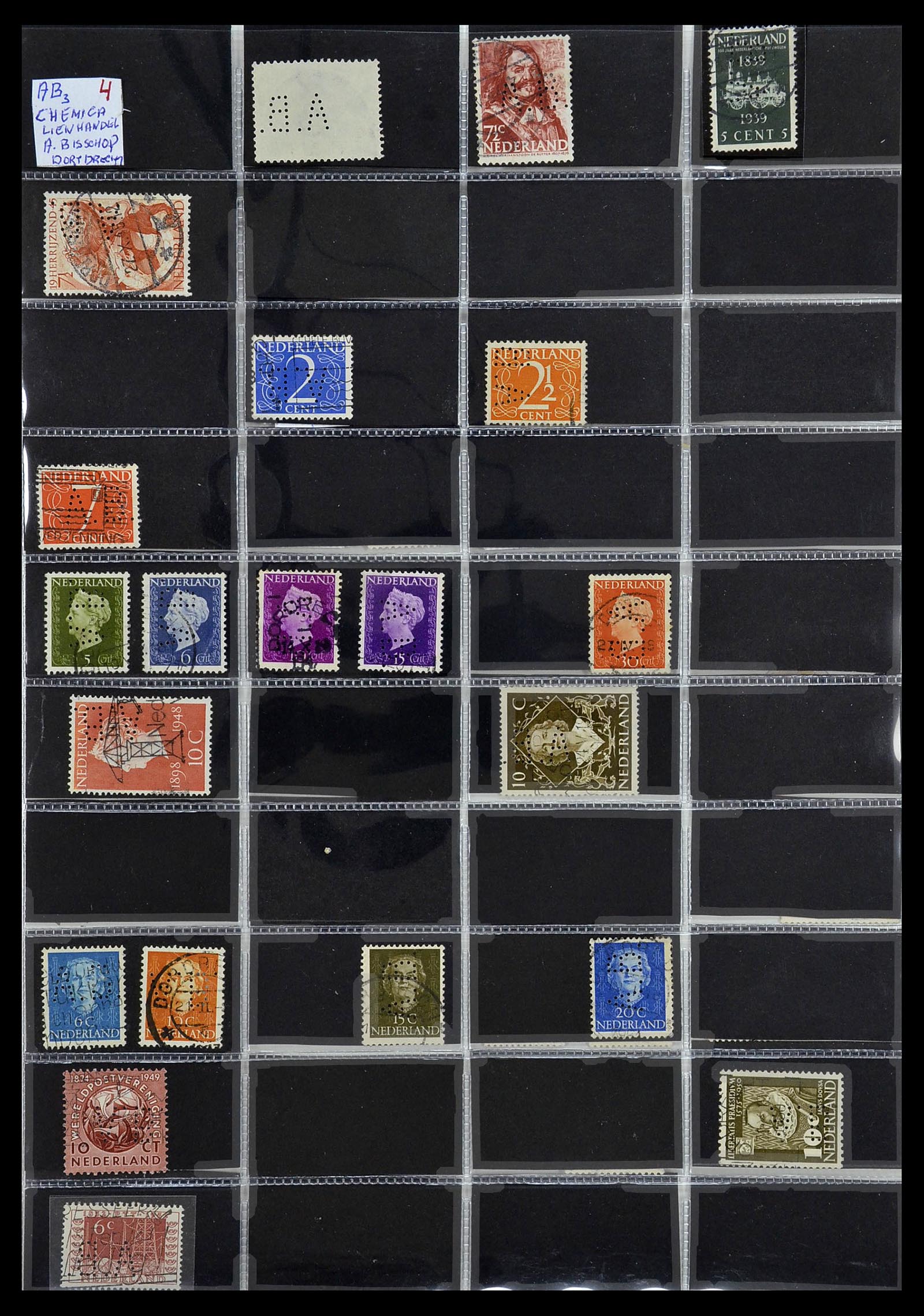 34390 002 - Stamp Collection 34390 Netherlands perfins 1872-1965.