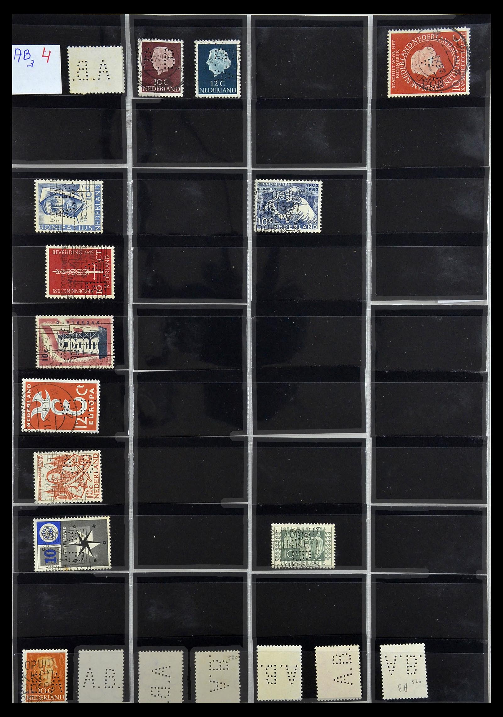 34390 003 - Stamp Collection 34390 Netherlands perfins 1872-1965.