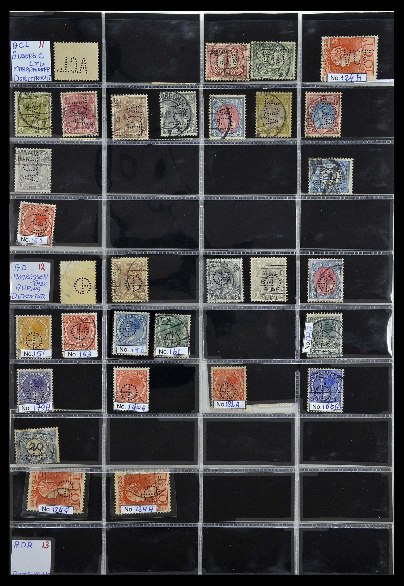 34390 006 - Postzegelverzameling 34390 Nederland firmaperforaties 1872-1965.